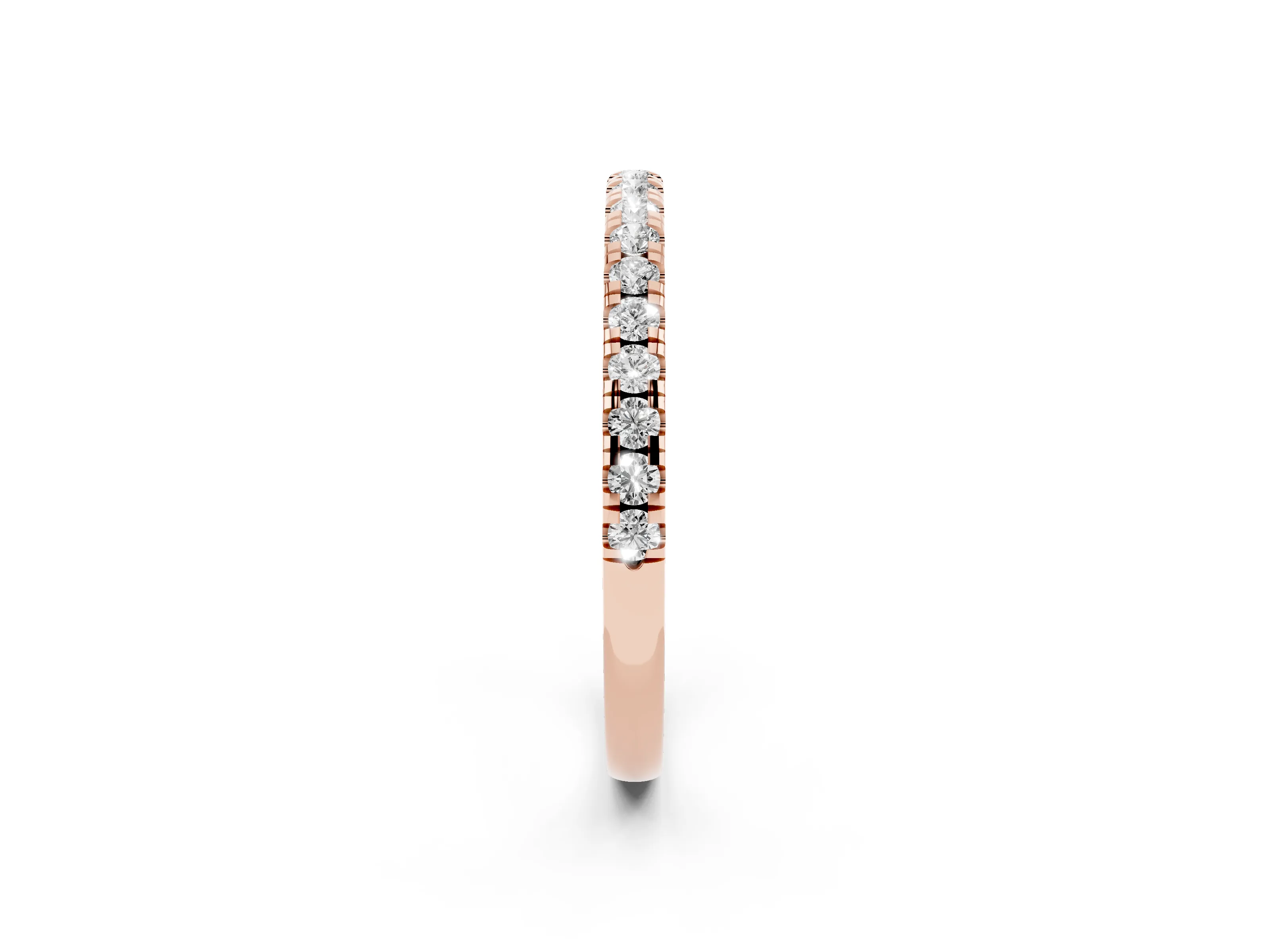Round Diamond Top-Row Pavé Half Eternity Band Set in Rose gold with Shared Prongs