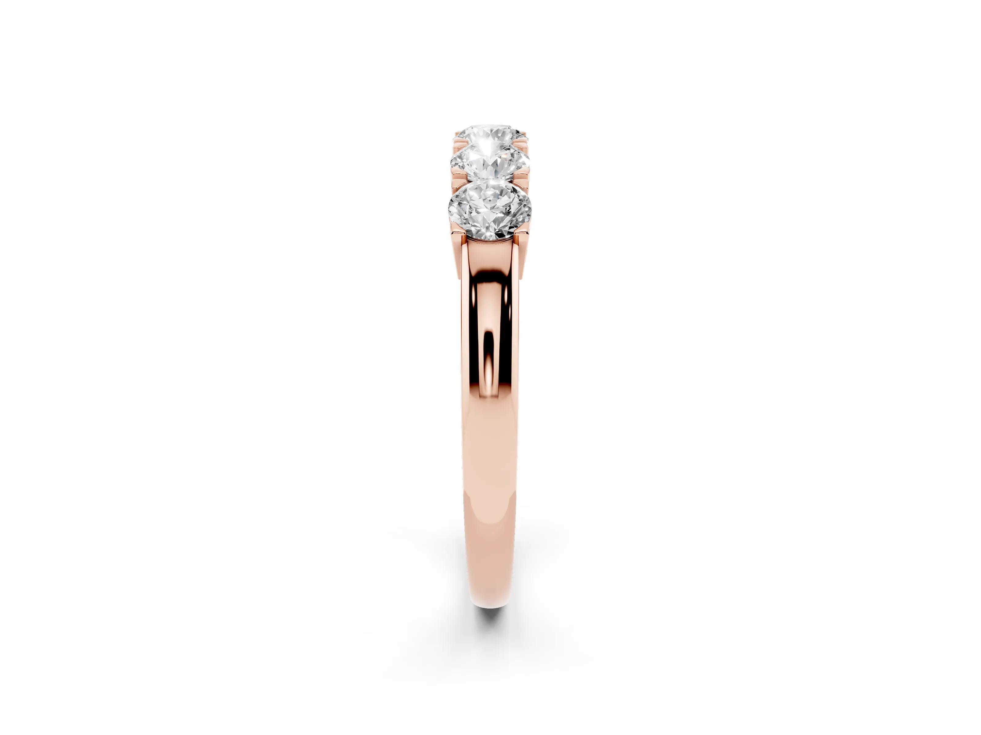 Five-Stone Round Diamond Aligned Row Band Set in Rose gold with Prong Setting