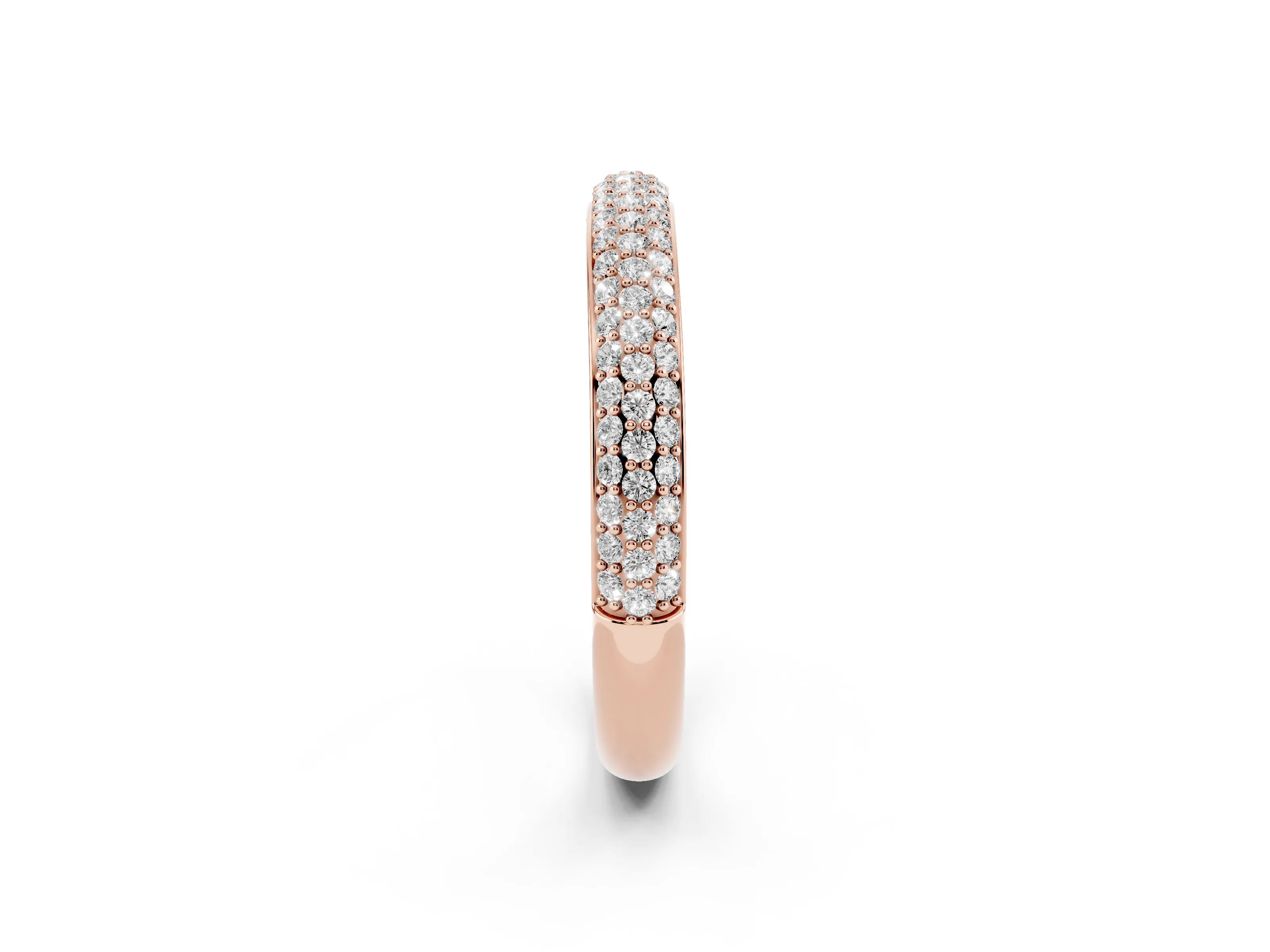 Round Diamond Three-Row Pavé Eternity Band Set in Rose gold with Shared Prong Setting
