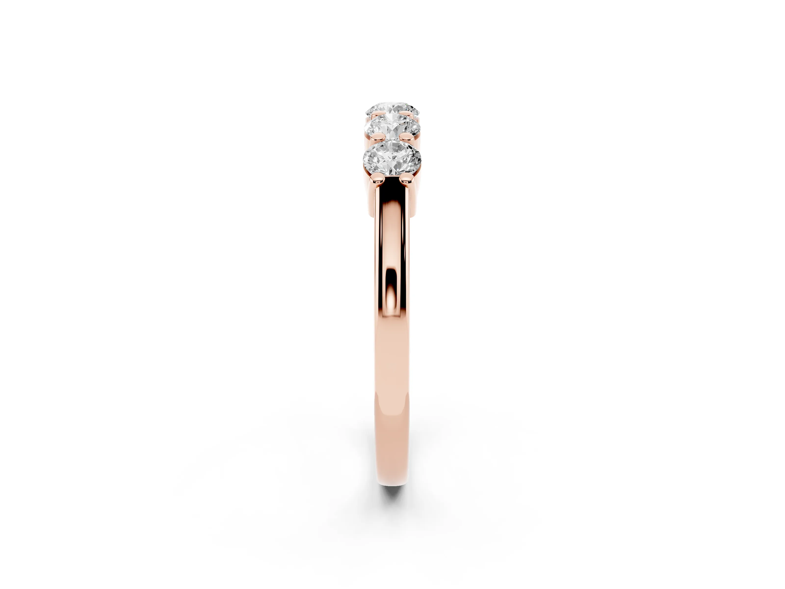 Round Diamond Prong-Set Half Eternity Wedding Band Set in Rose gold