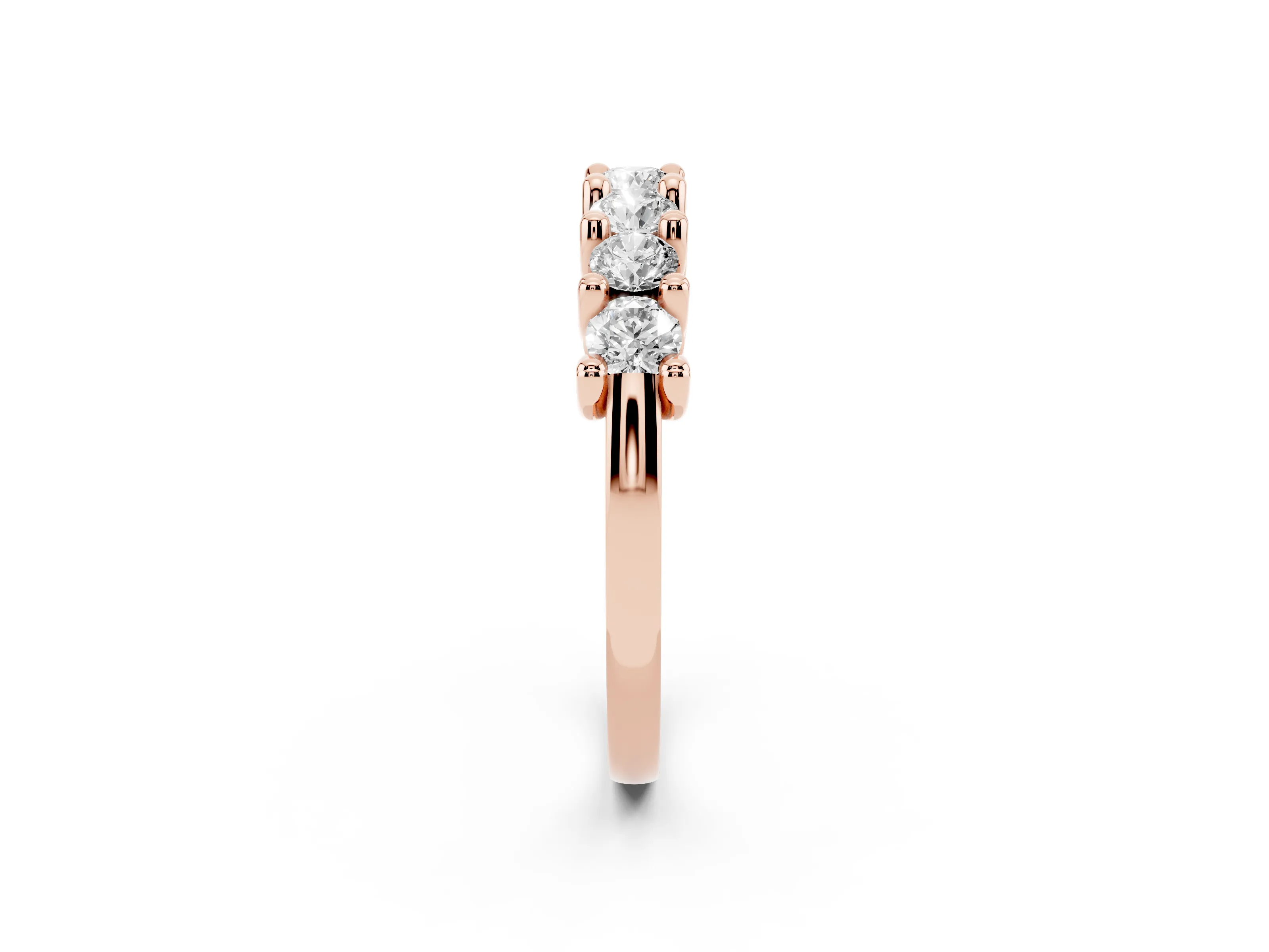 Round Diamond Half Eternity Band Set in Rose gold with Secure Prong Setting