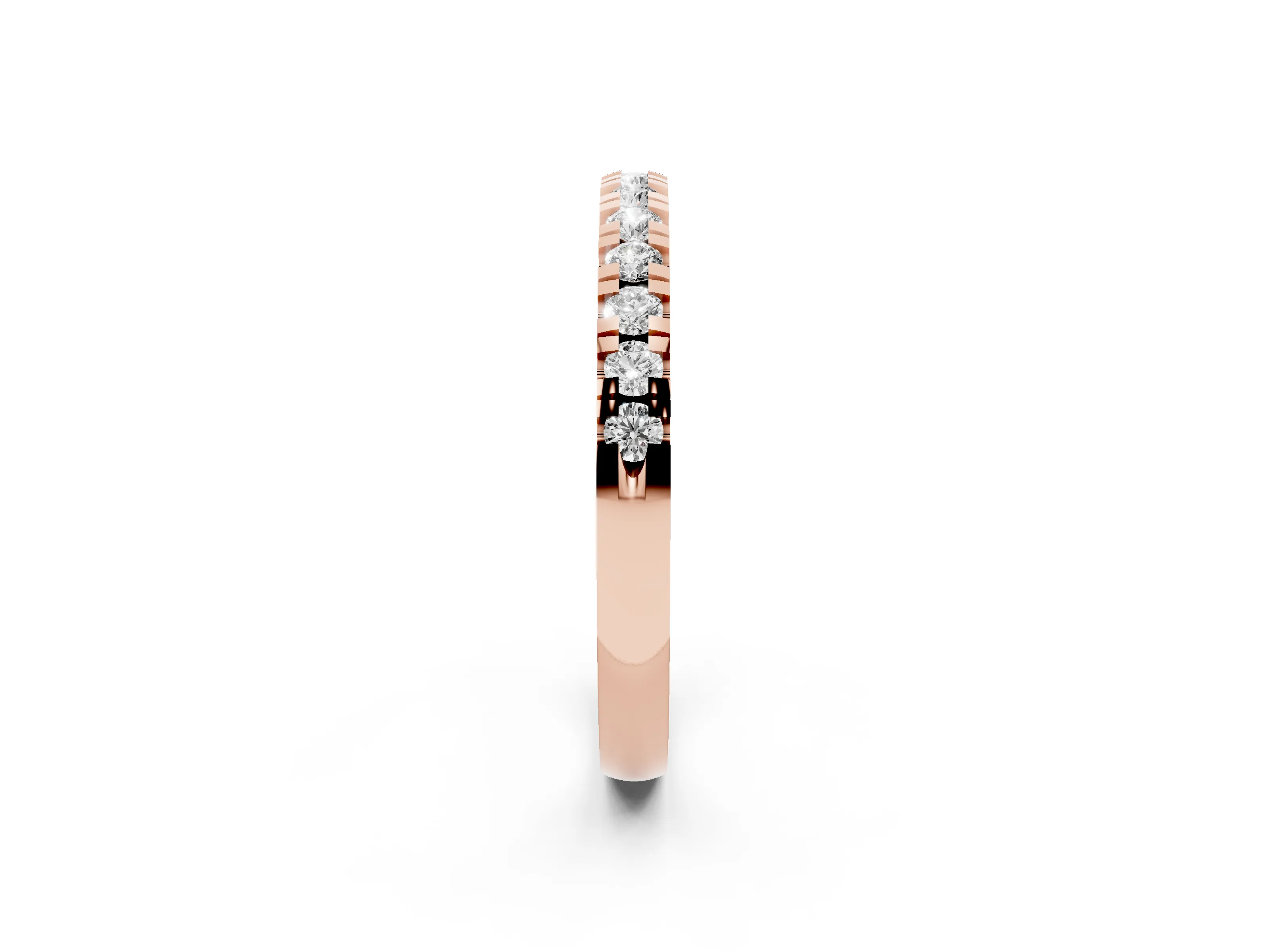 Round Cut Diamond Pavé Thin Band Set in Rose gold
