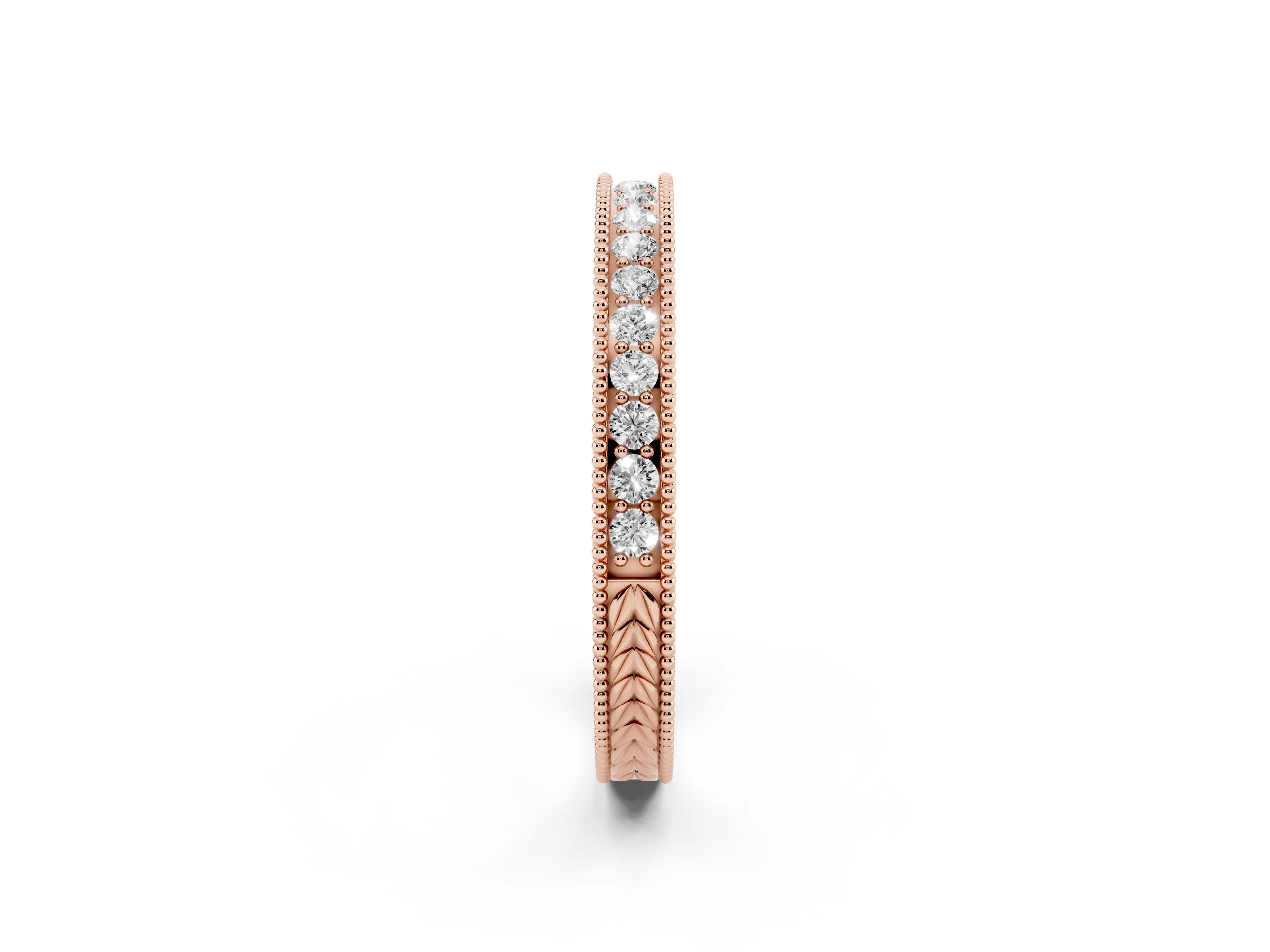 Round Diamond Eternity Band Set in Rose gold with Milgrain Channel Edges