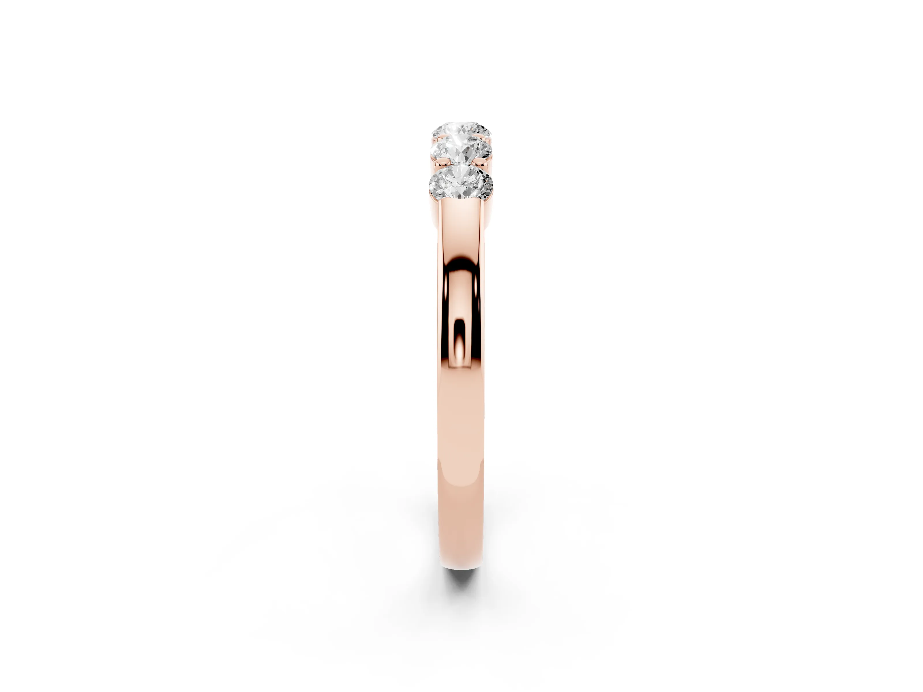 Five-Stone Round Diamond Channel Band Set in Rose gold with Shared Prong Setting