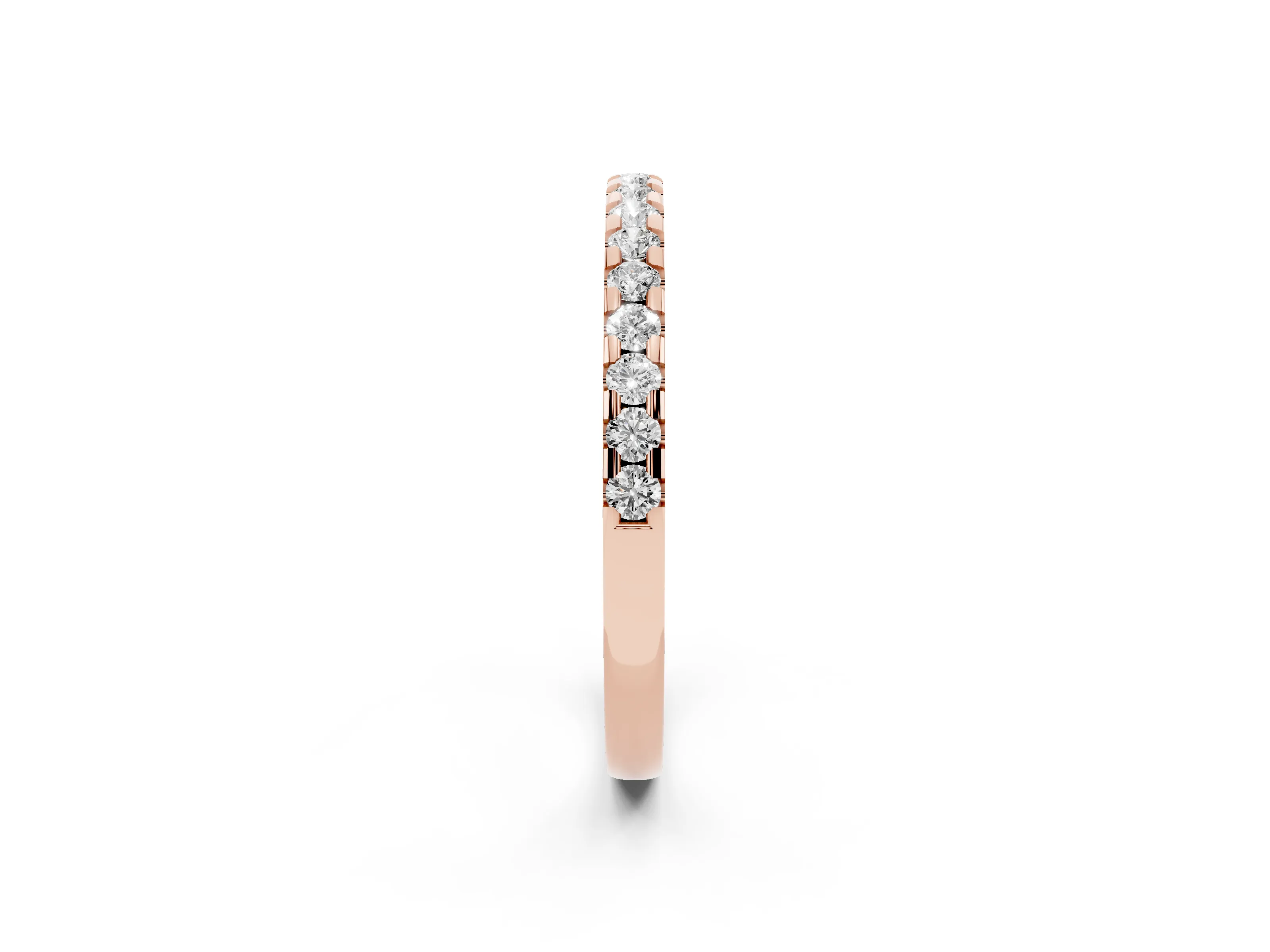 Round Diamond Eternity Band Set in Rose gold with Pavé Micro Prong Setting
