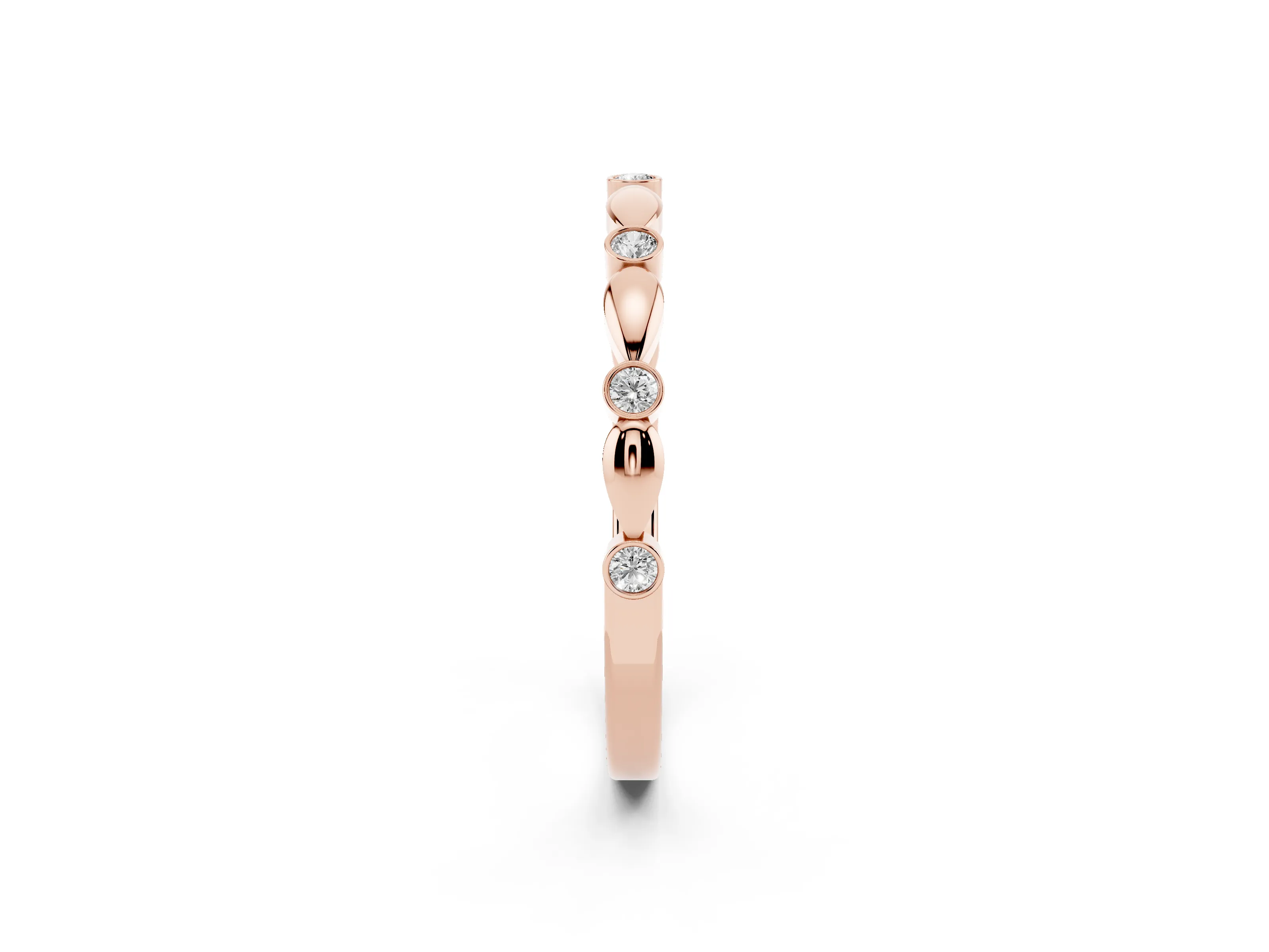 Round Diamond Eternity Band Set in Rose gold with Bezel Setting and Marquise Metal Accents