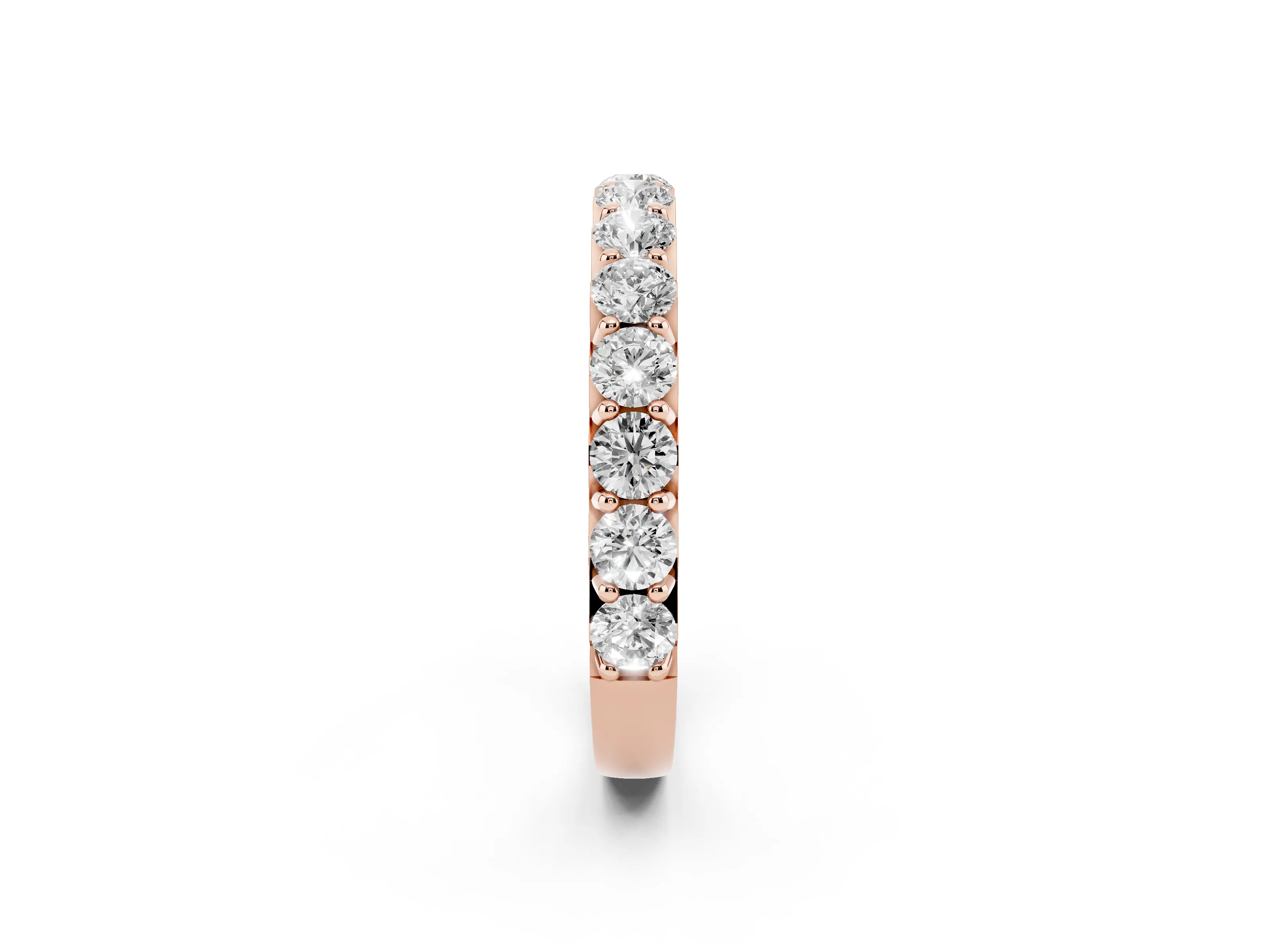 Round Diamond Half Eternity Band Set in Rose gold with Classic Prong Setting