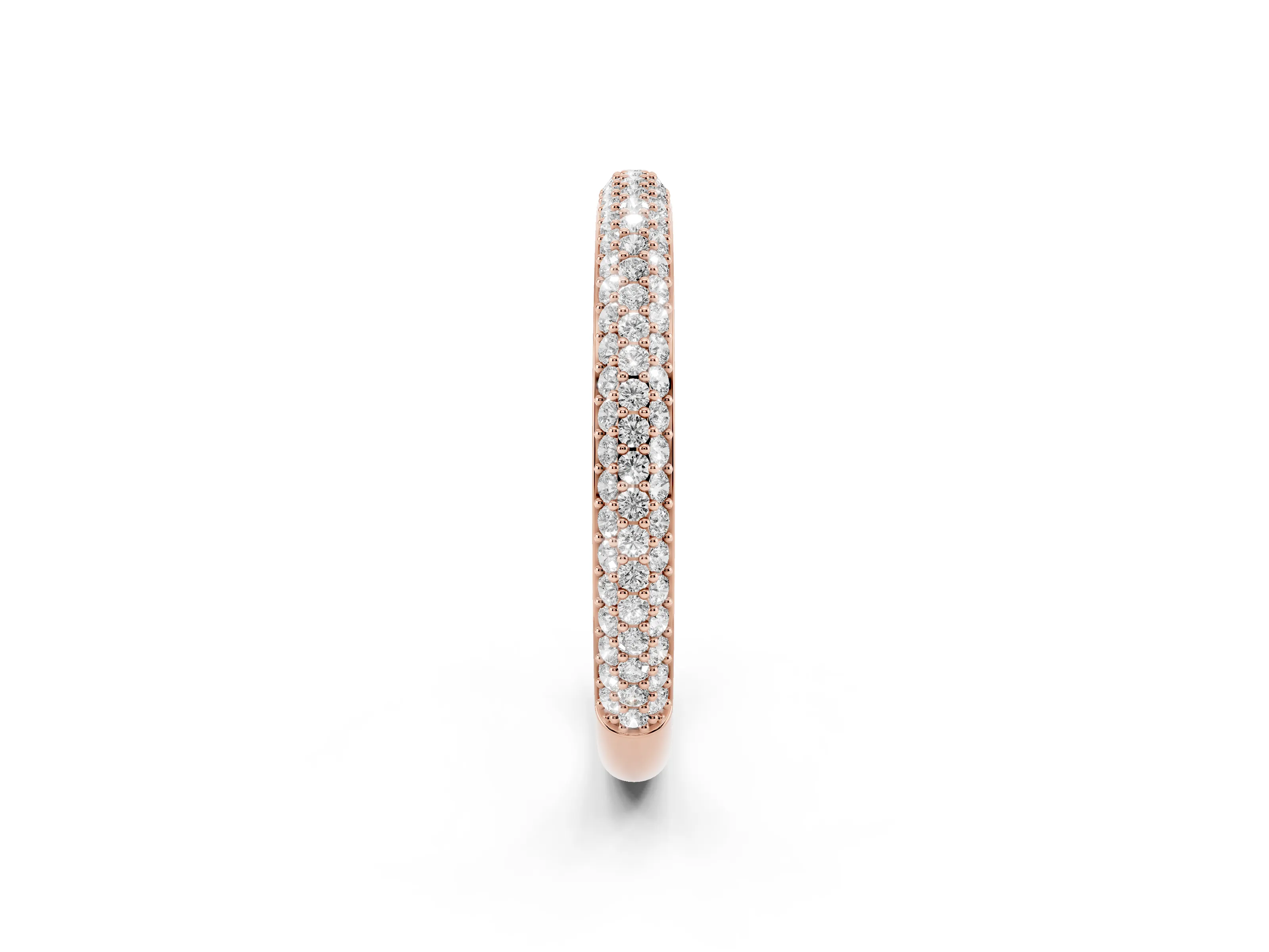 Round Diamond Three-Row Pavé Eternity Band Set in Rose gold