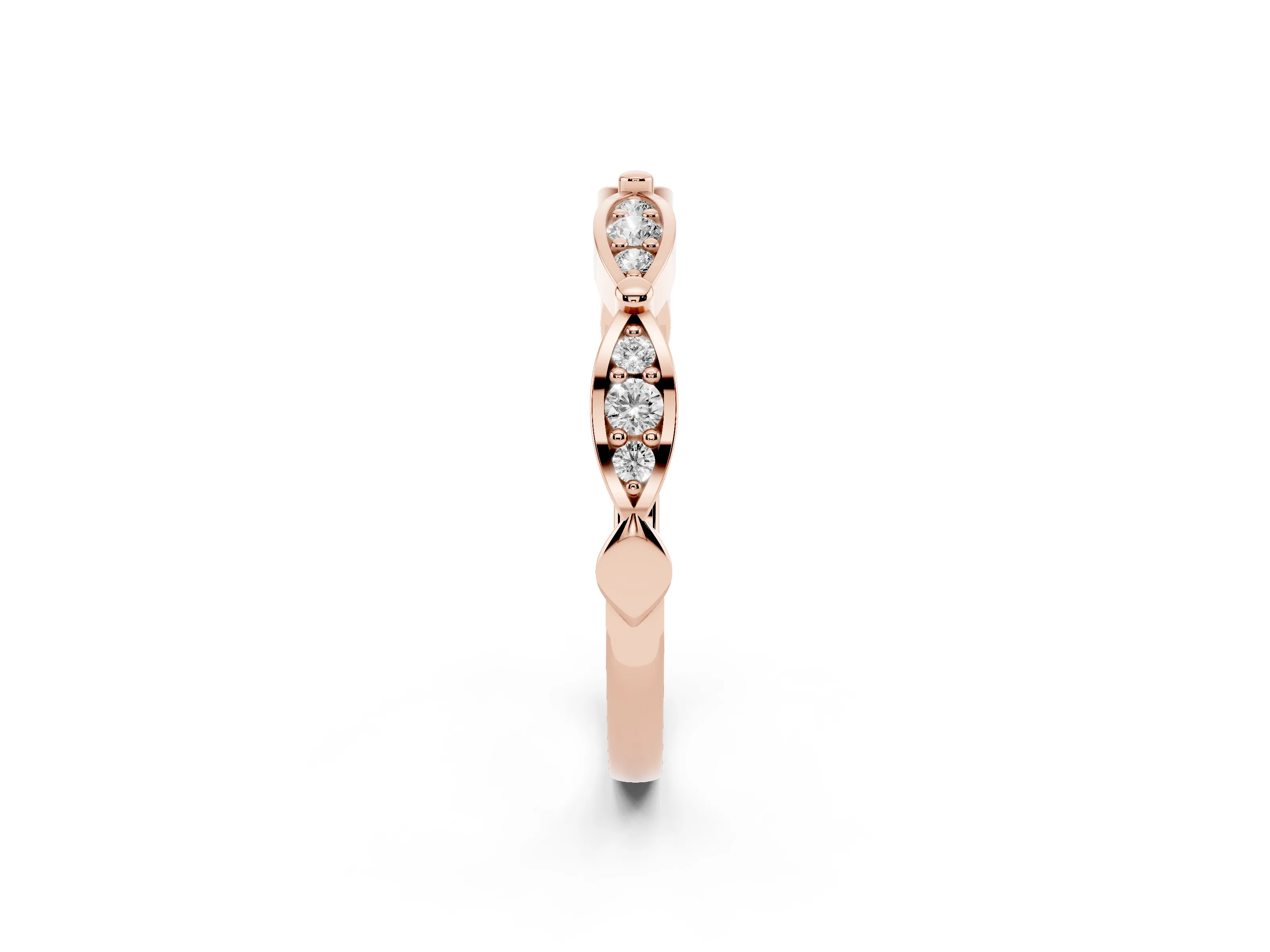 Marquise Section Diamond Eternity Band Set in Rose gold with Pavé Bezel Setting