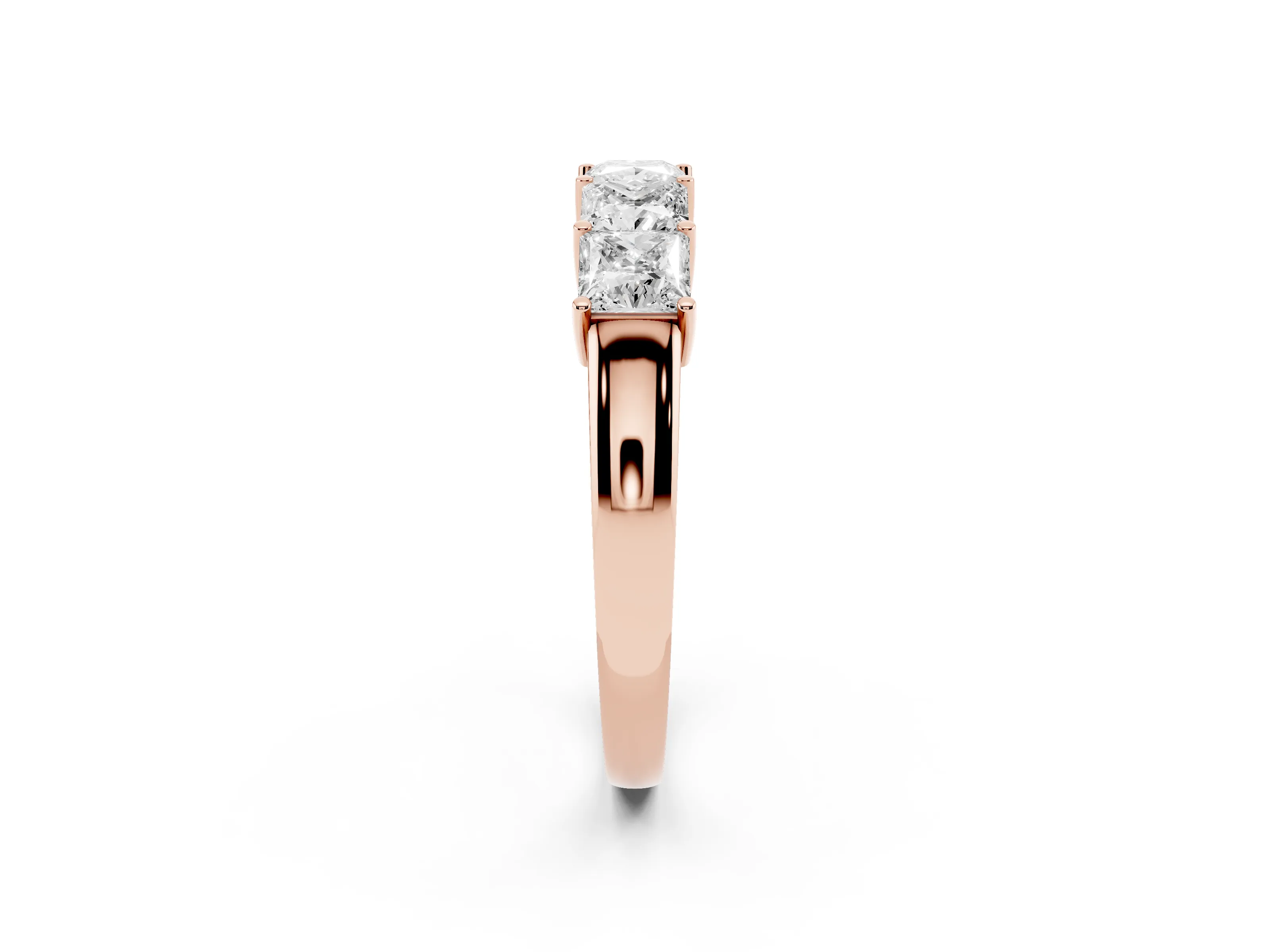 Princess Cut Diamond Five-Stone Band Set in Rose gold with Prong Setting