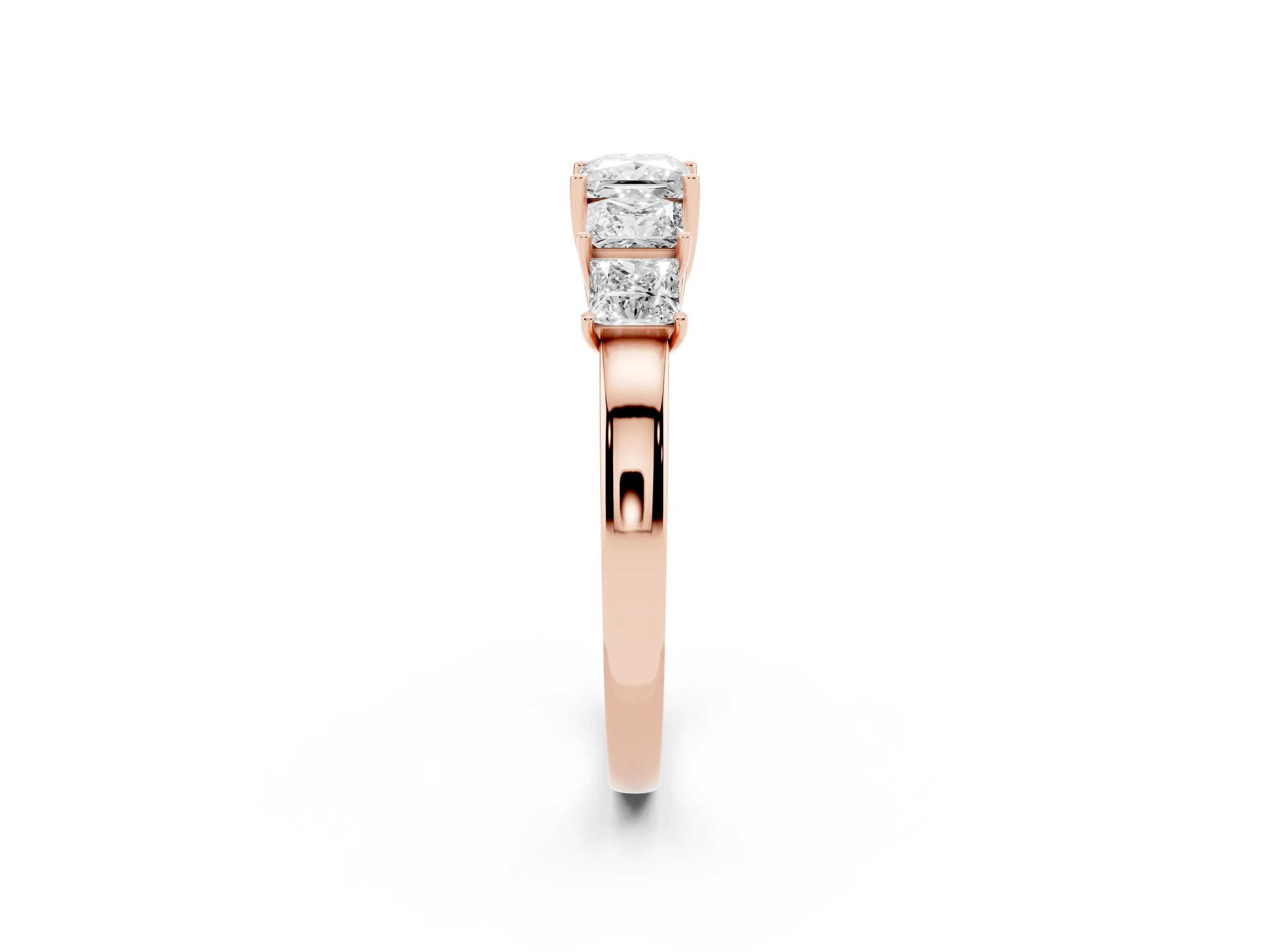 Princess Cut Diamond Five-Stone Ring Set in Rose gold with Individual Prong Settings