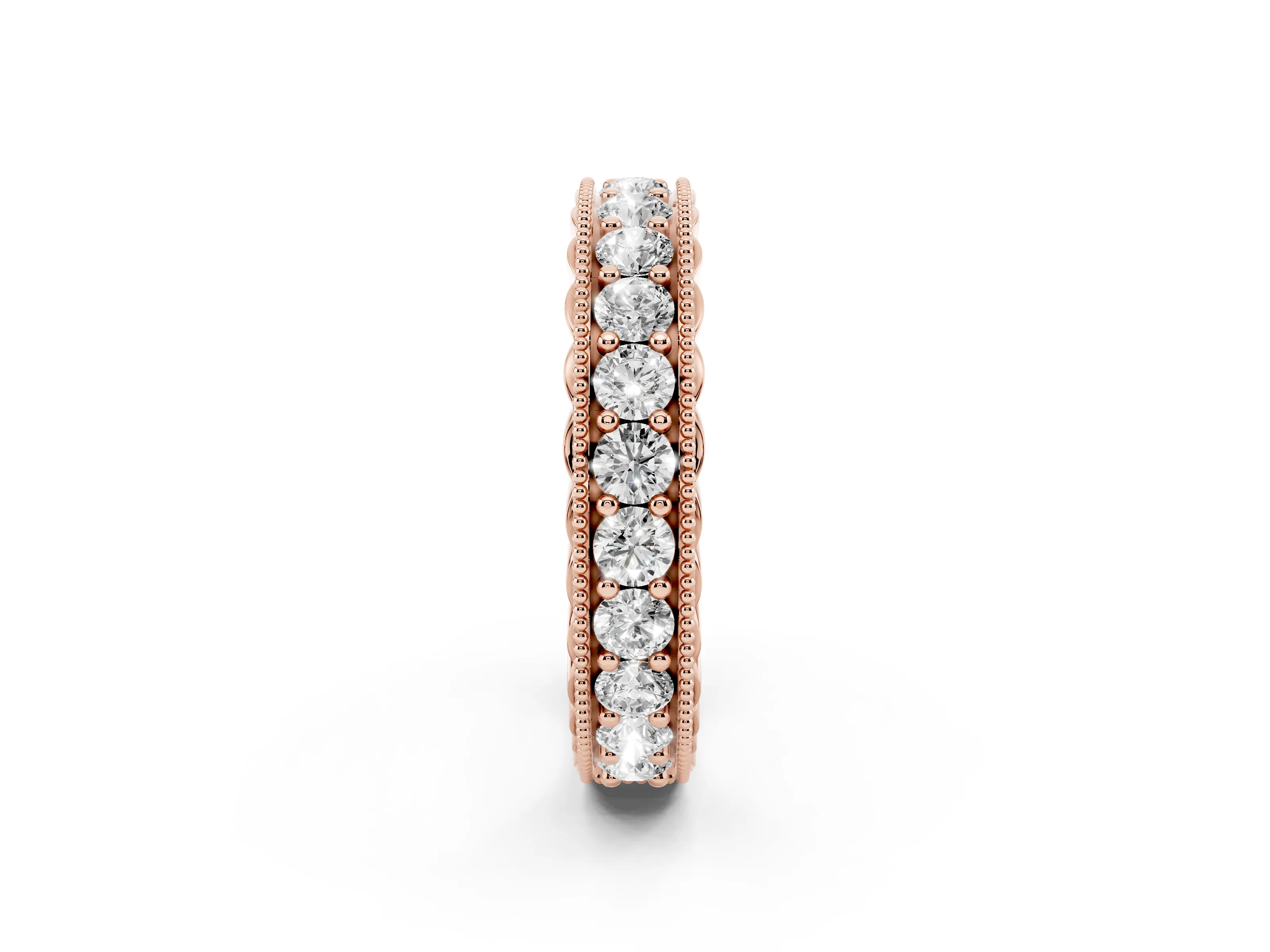 Round Diamond Full Circle Eternity Band Set in Rose gold with Channel Setting