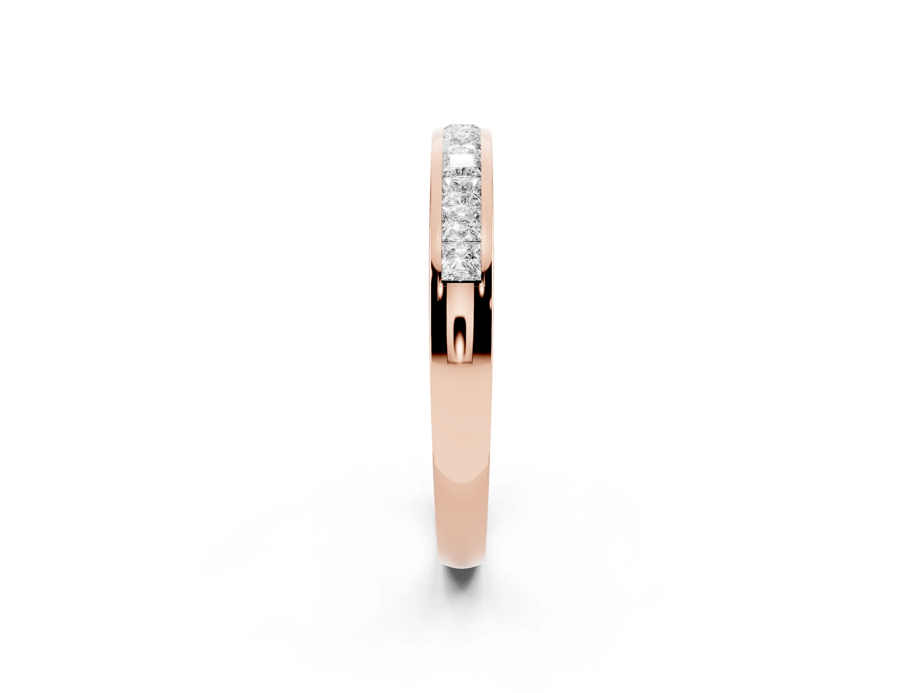 Princess Diamond Eternity Band Set in Rose gold with Channel Setting and Comfort Fit