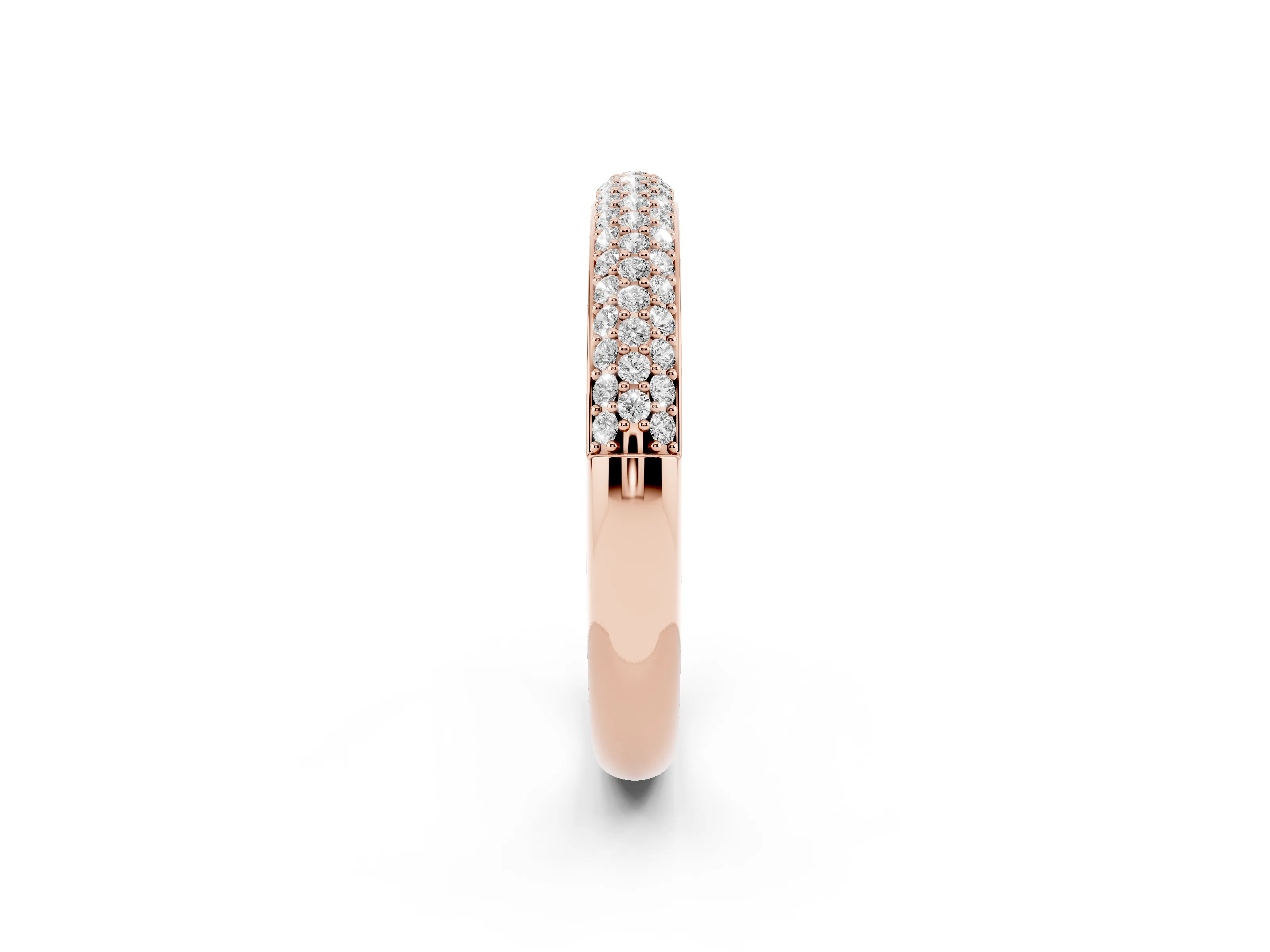 Round Diamond Three-Row Pavé Eternity Band Set in Rose gold with Shared Prongs