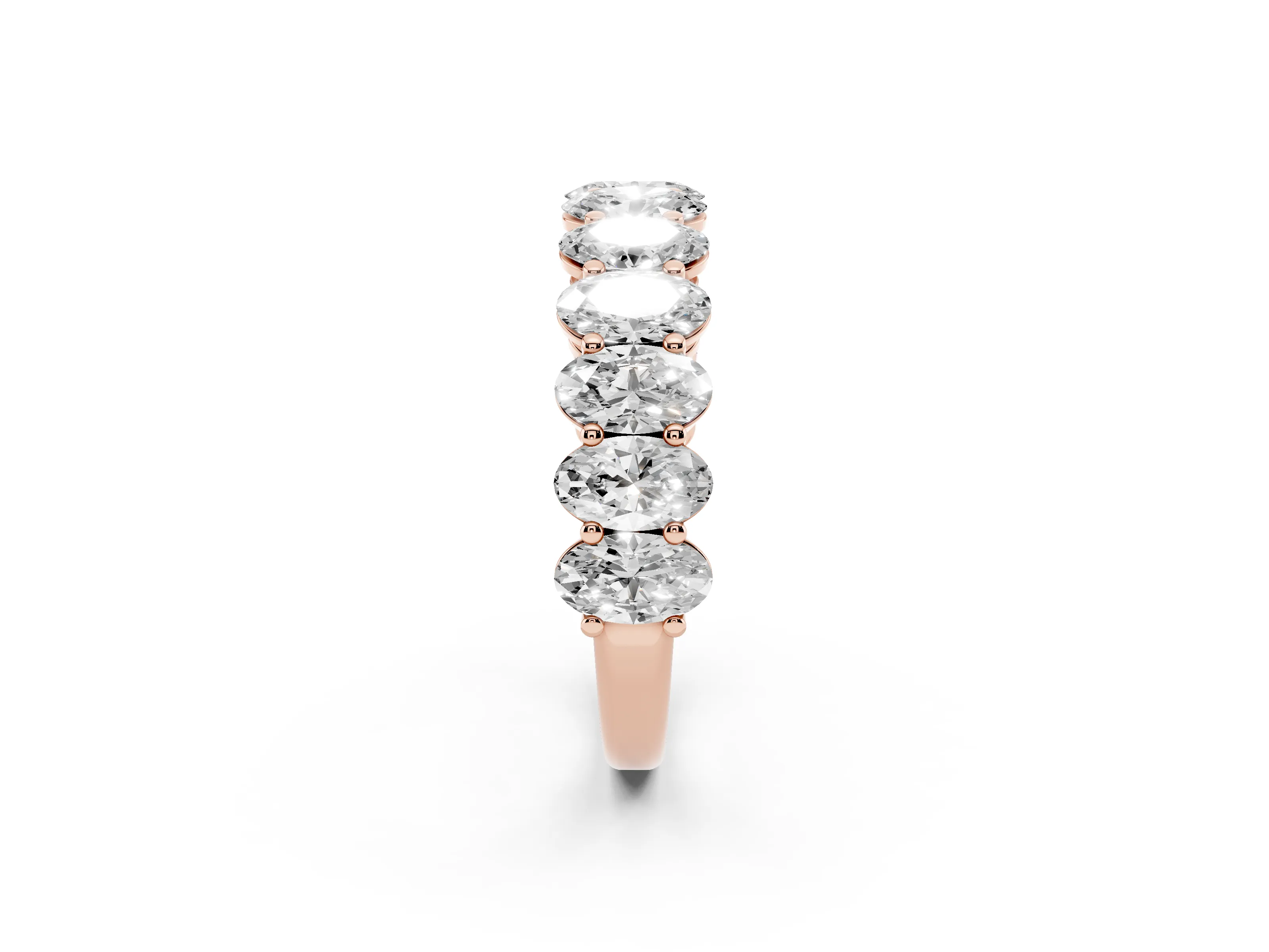 Oval Diamond Eternity Band Set in Rose gold with Prong Setting