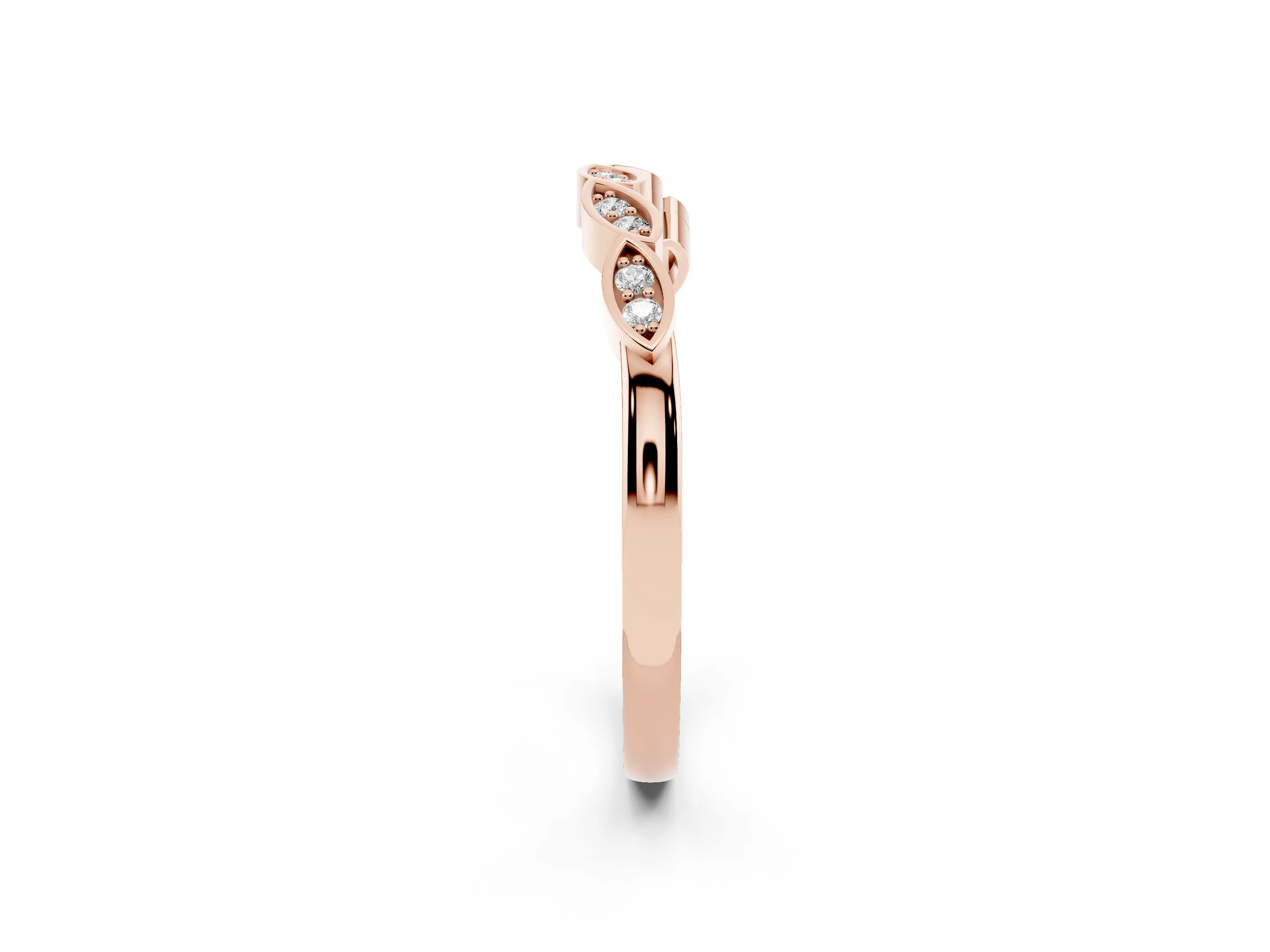Marquise Diamond Leaf Eternity Band Set in Rose gold with Bezel Setting
