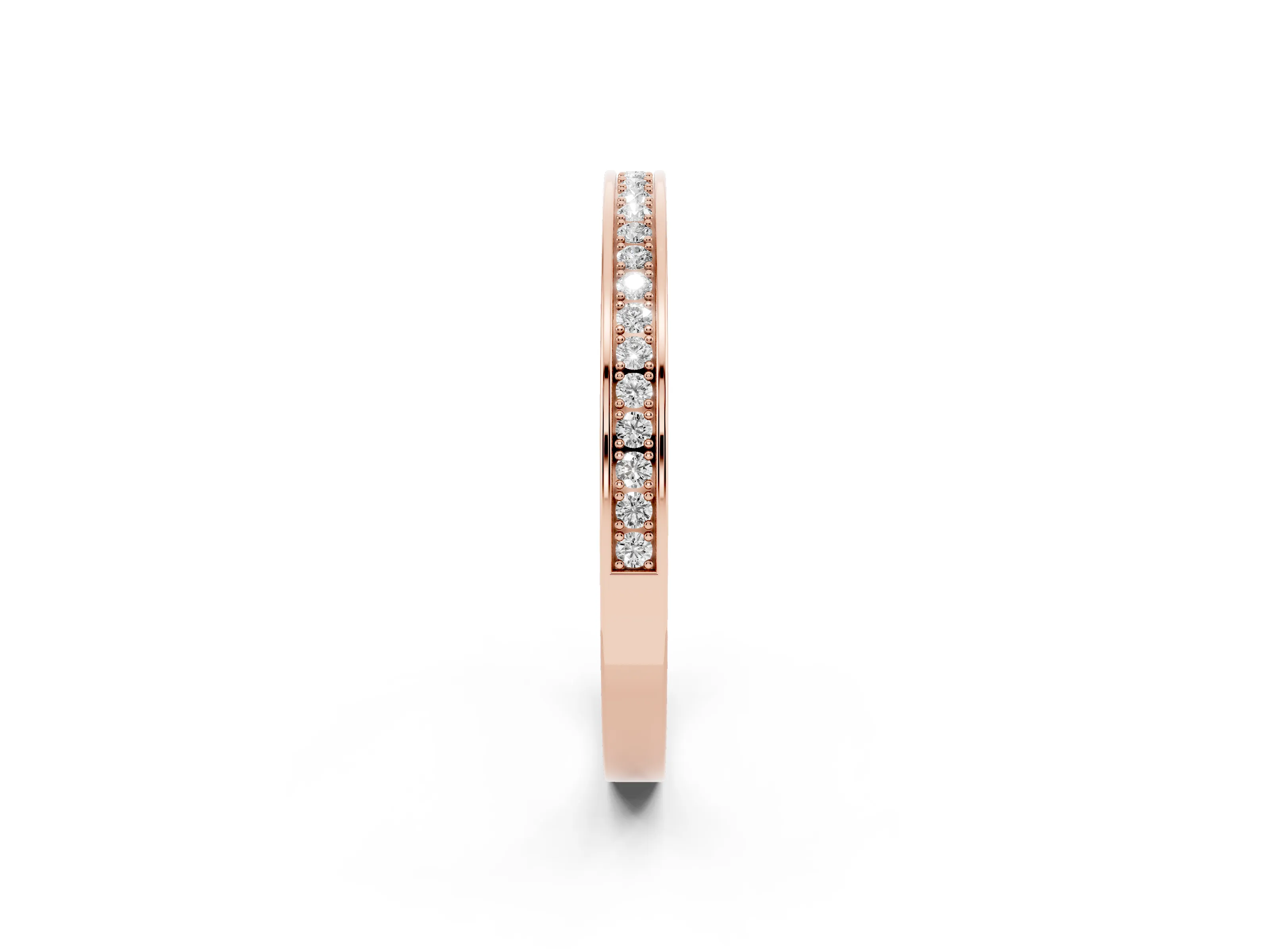 Round Diamond Channel Band Set in Rose gold with Milgrain Engraving