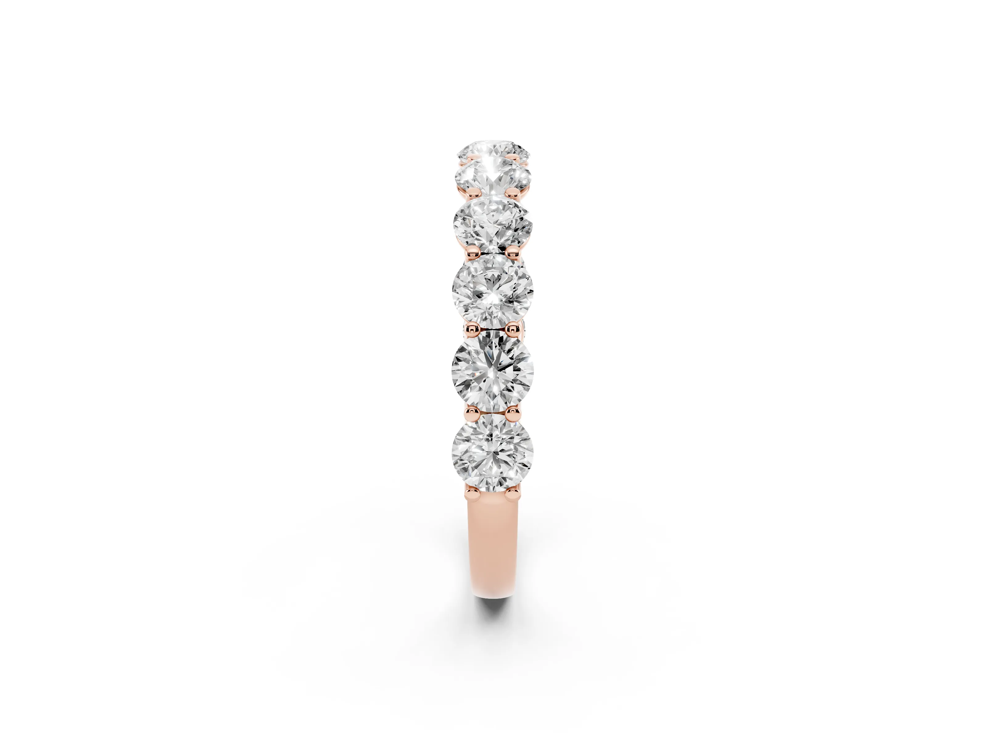 Round Diamond Shared Prong Eternity Band Set in Rose gold