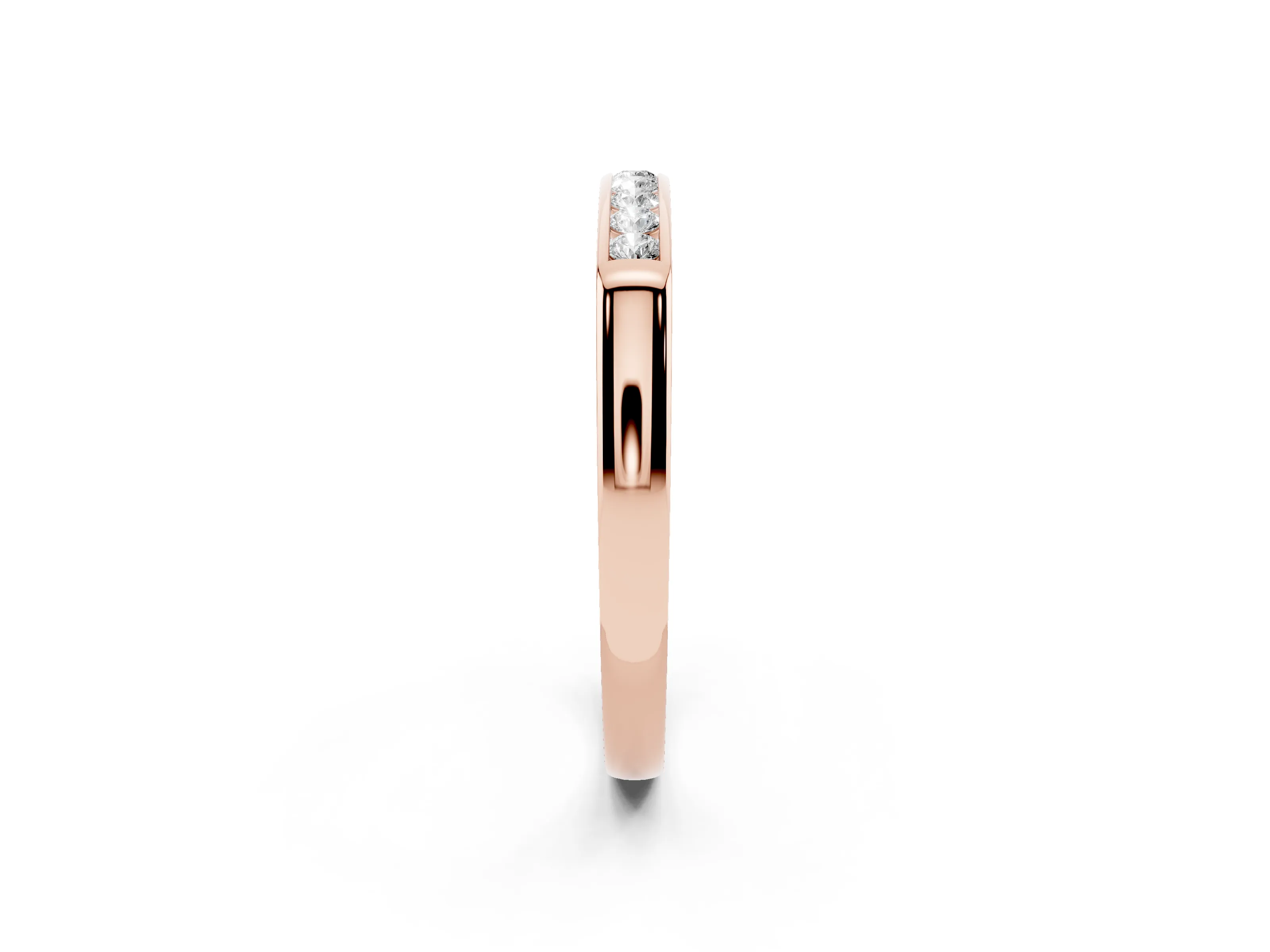 Round Diamond Flat Band Set in Rose gold with Six-Stone Channel Setting