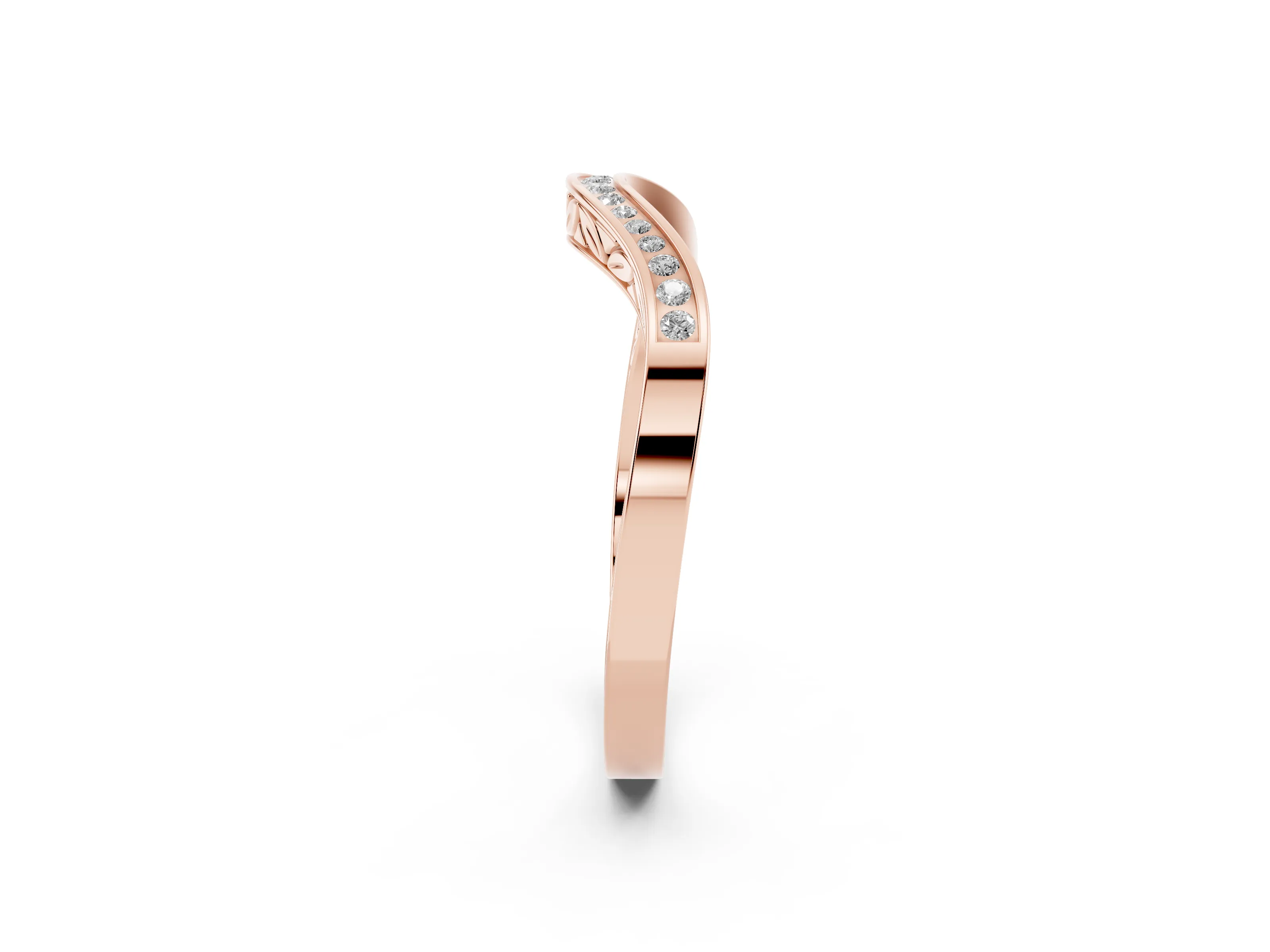 Round Diamond Wave Band Set in Rose gold with Channel Setting