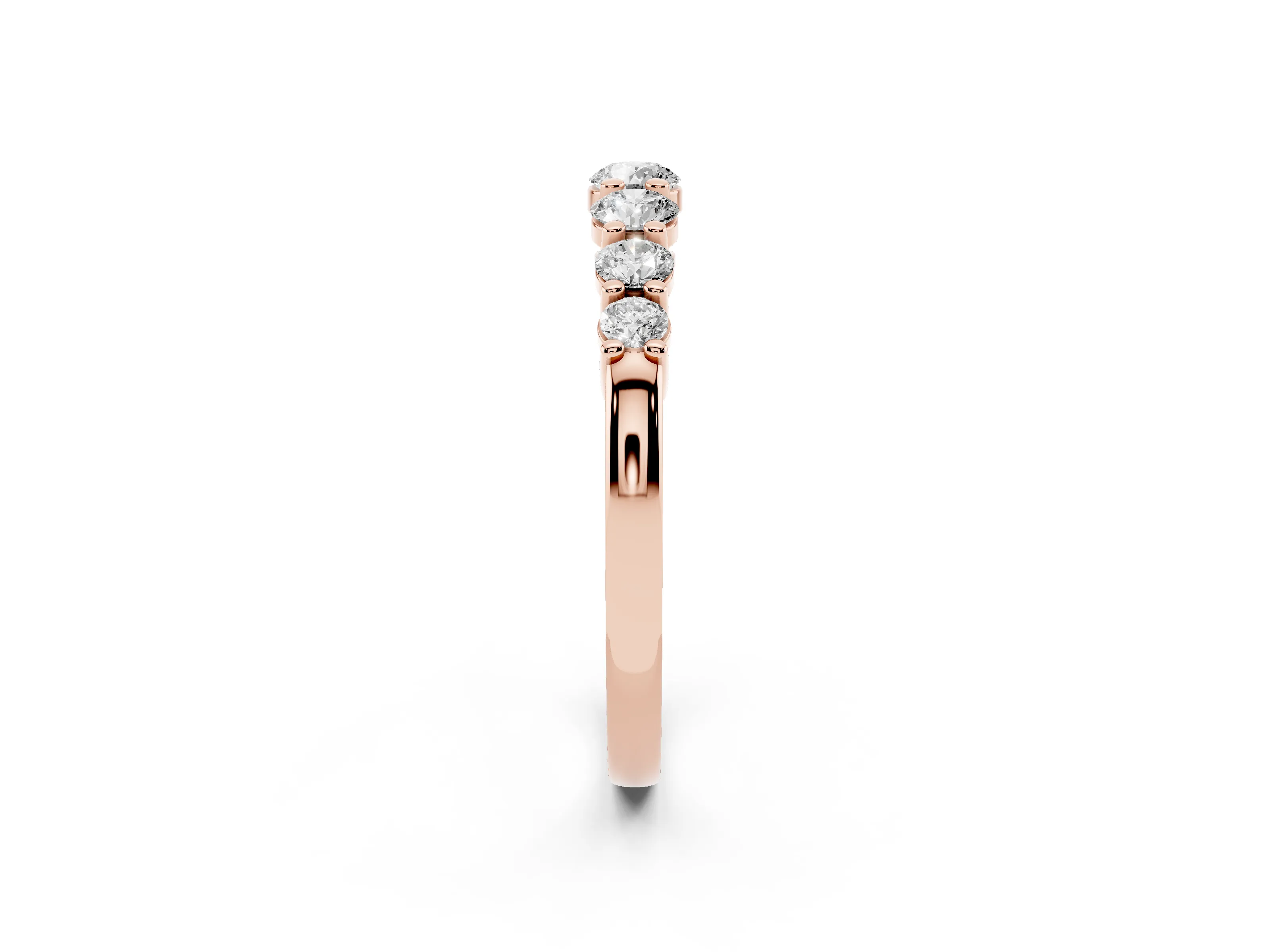 Round Diamond Half Eternity Stacking Band Set in Rose gold with Prong Setting