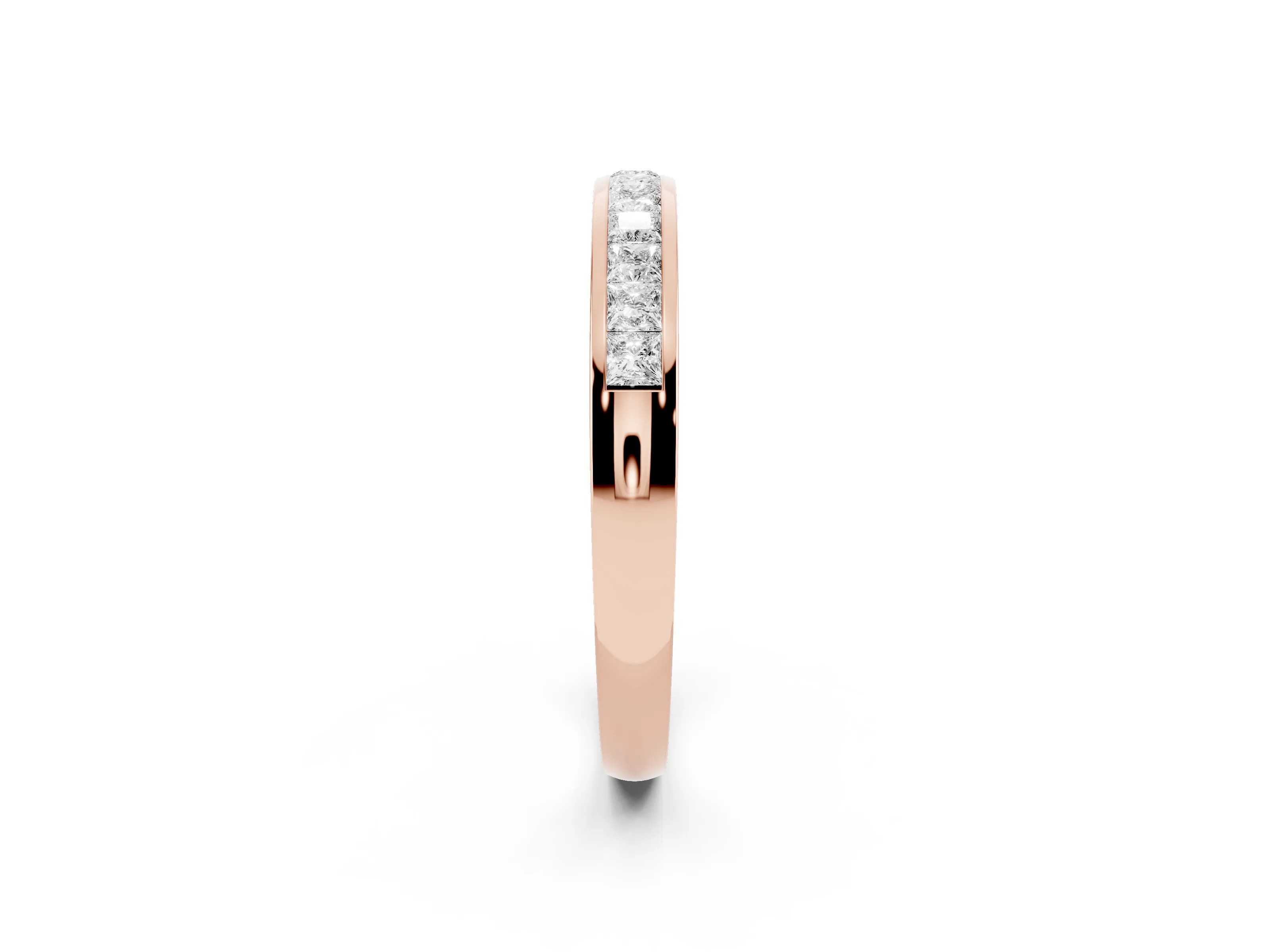 Princess Diamond Full Eternity Band Set in Rose gold with Channel Setting