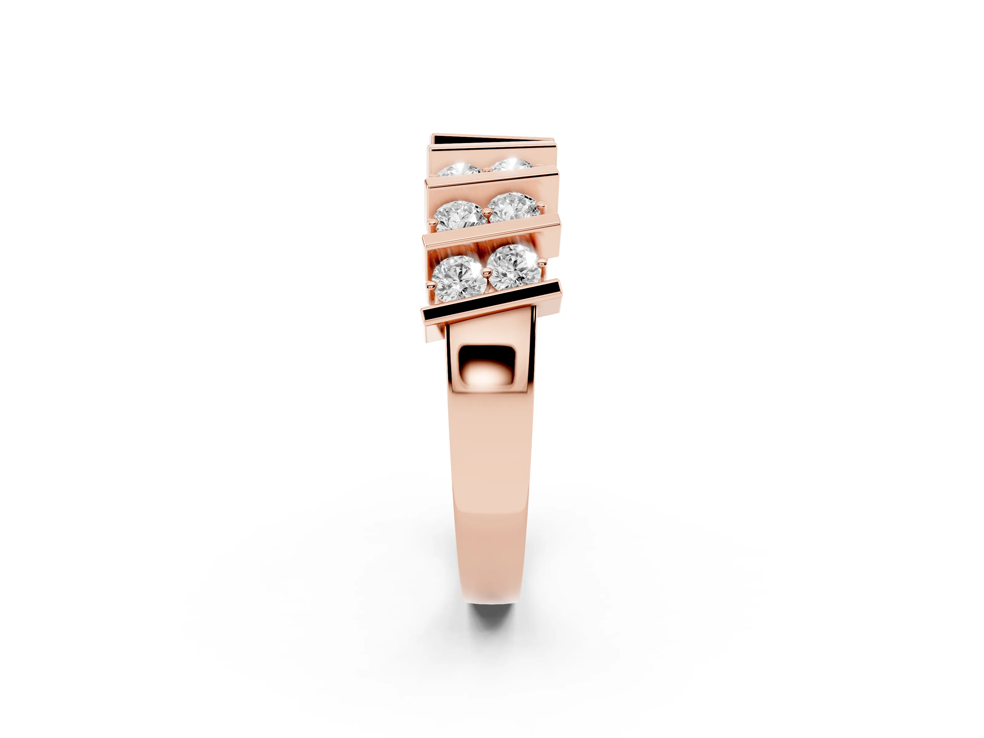 Round Diamond Channel Anniversary Band Set in Rose gold with Vertical Prongs