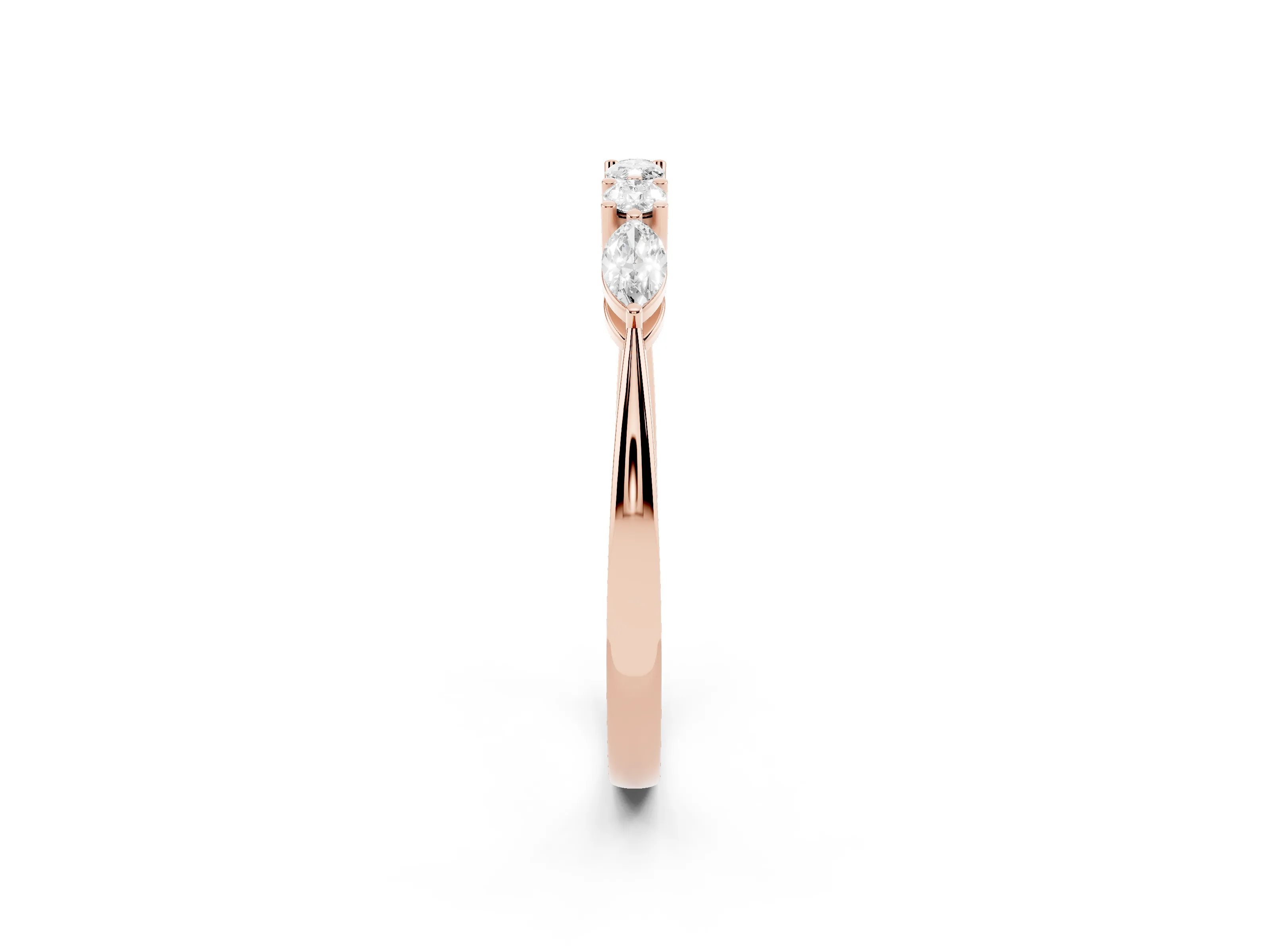 Round Diamond Five-Stone Half Eternity Band Set in Rose gold with Prong Setting