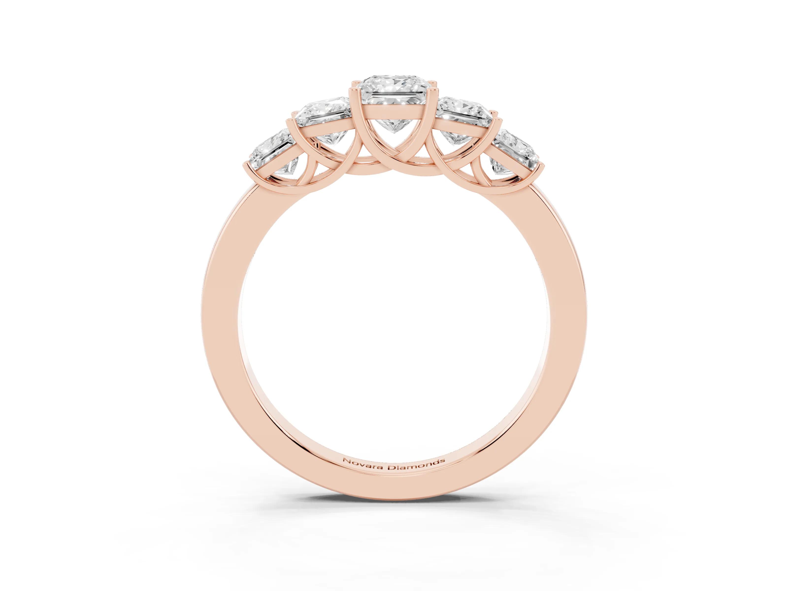 Princess Cut Diamond Five-Stone Ring Set in Rose gold with Individual Prong Settings