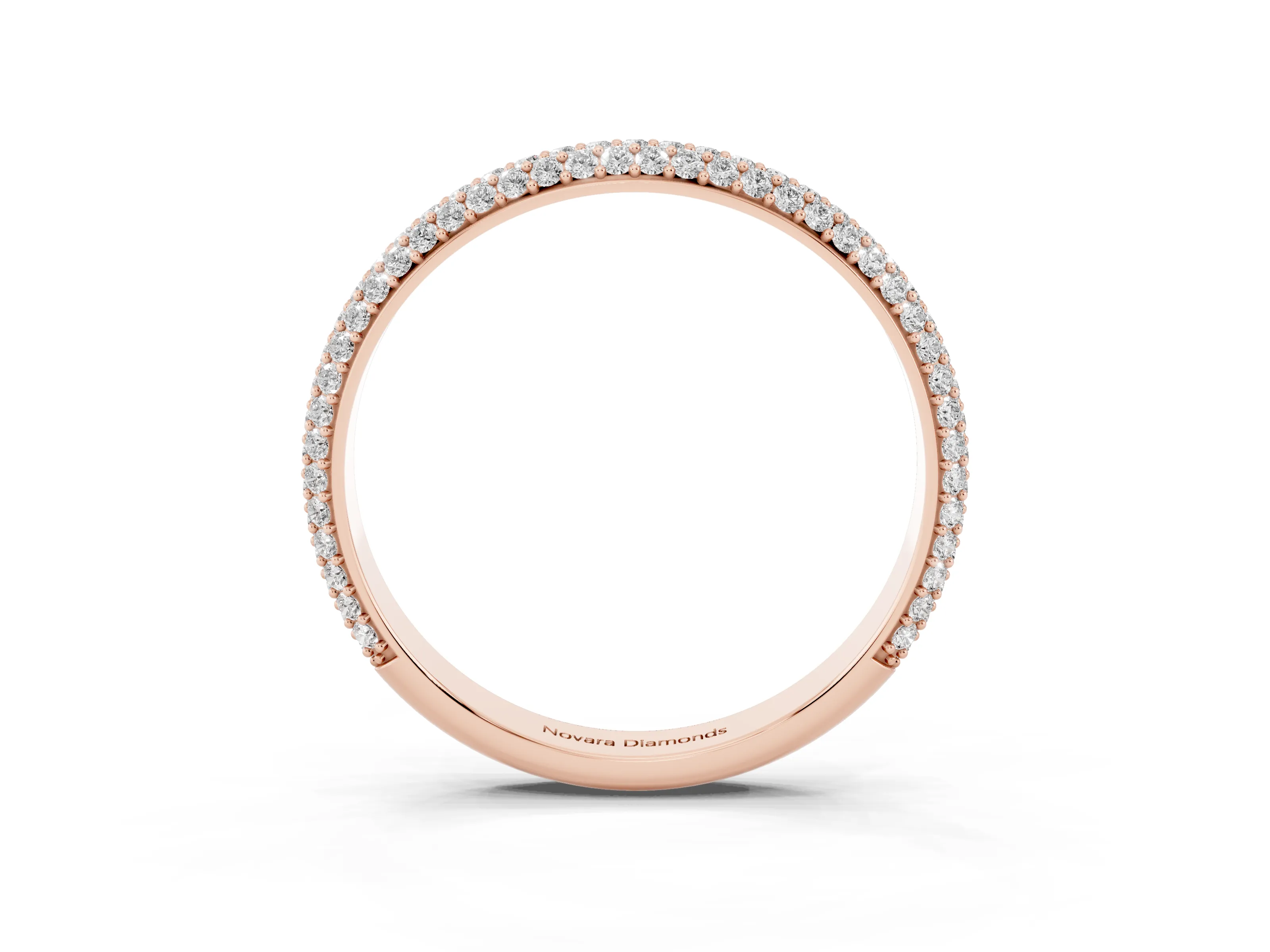 Round Diamond Three-Row Pavé Eternity Band Set in Rose gold
