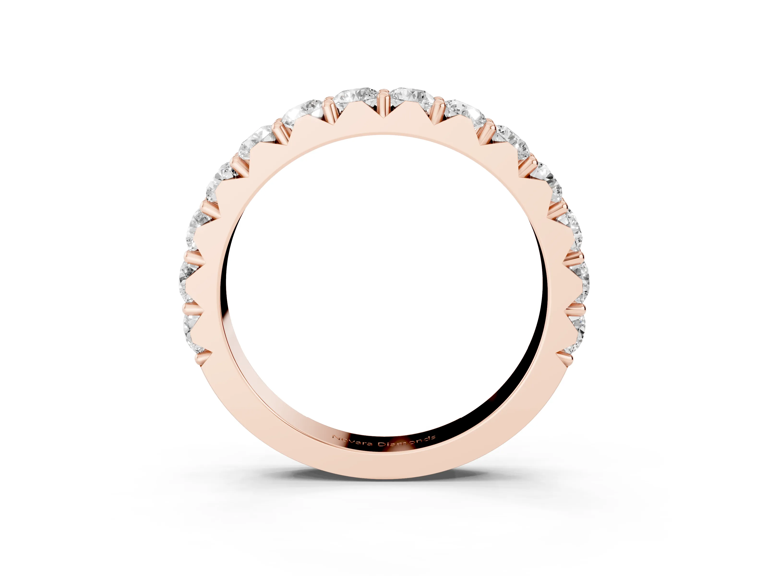 Round Diamond Half Eternity Band Set in Rose gold with Classic Prong Setting