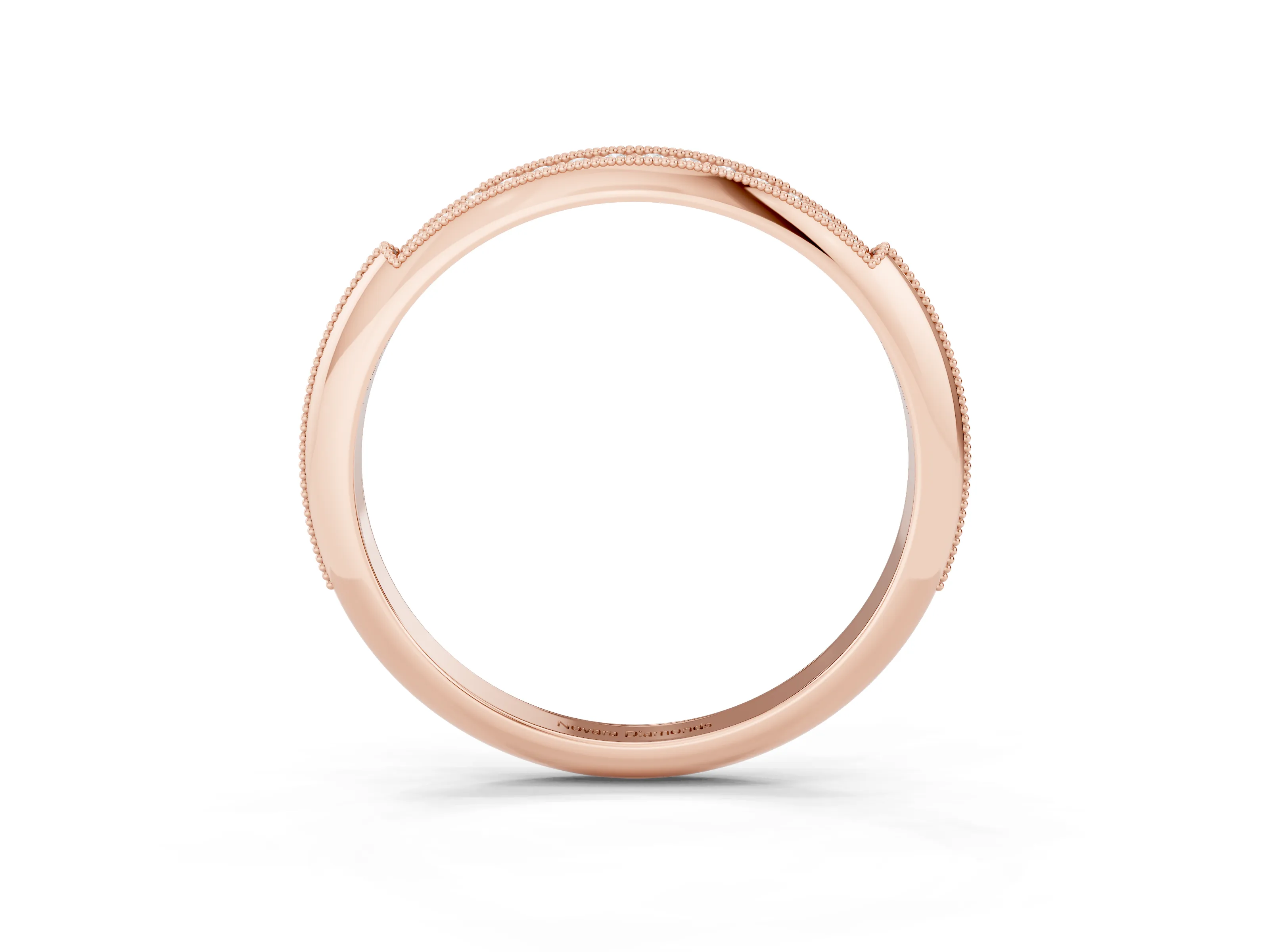 Round Diamond Pavé Half Eternity Band Set in Rose gold with Milgrain Frame