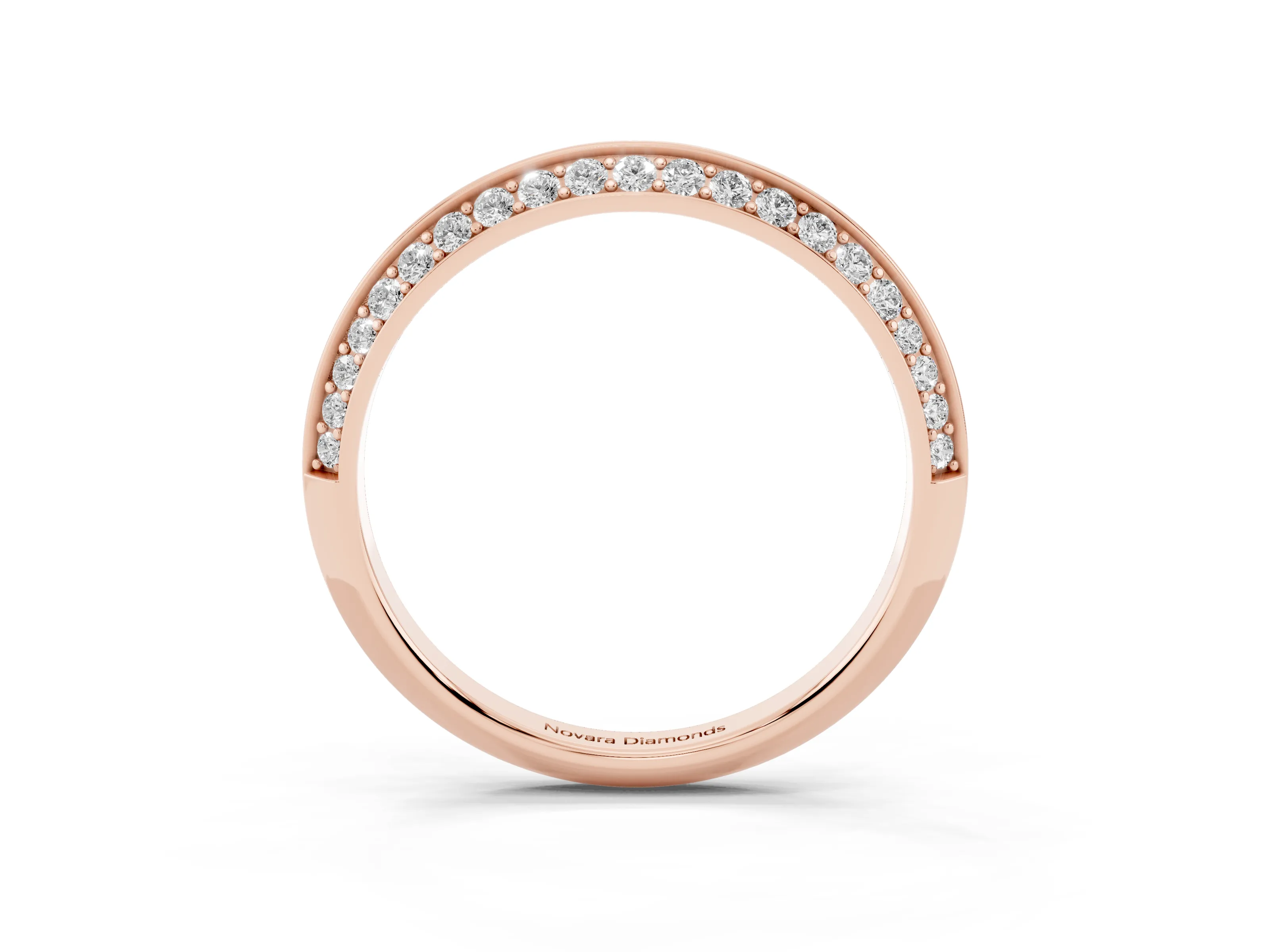 Round Diamond Double Row Pavé Eternity Band Set in Rose gold with Channel Setting