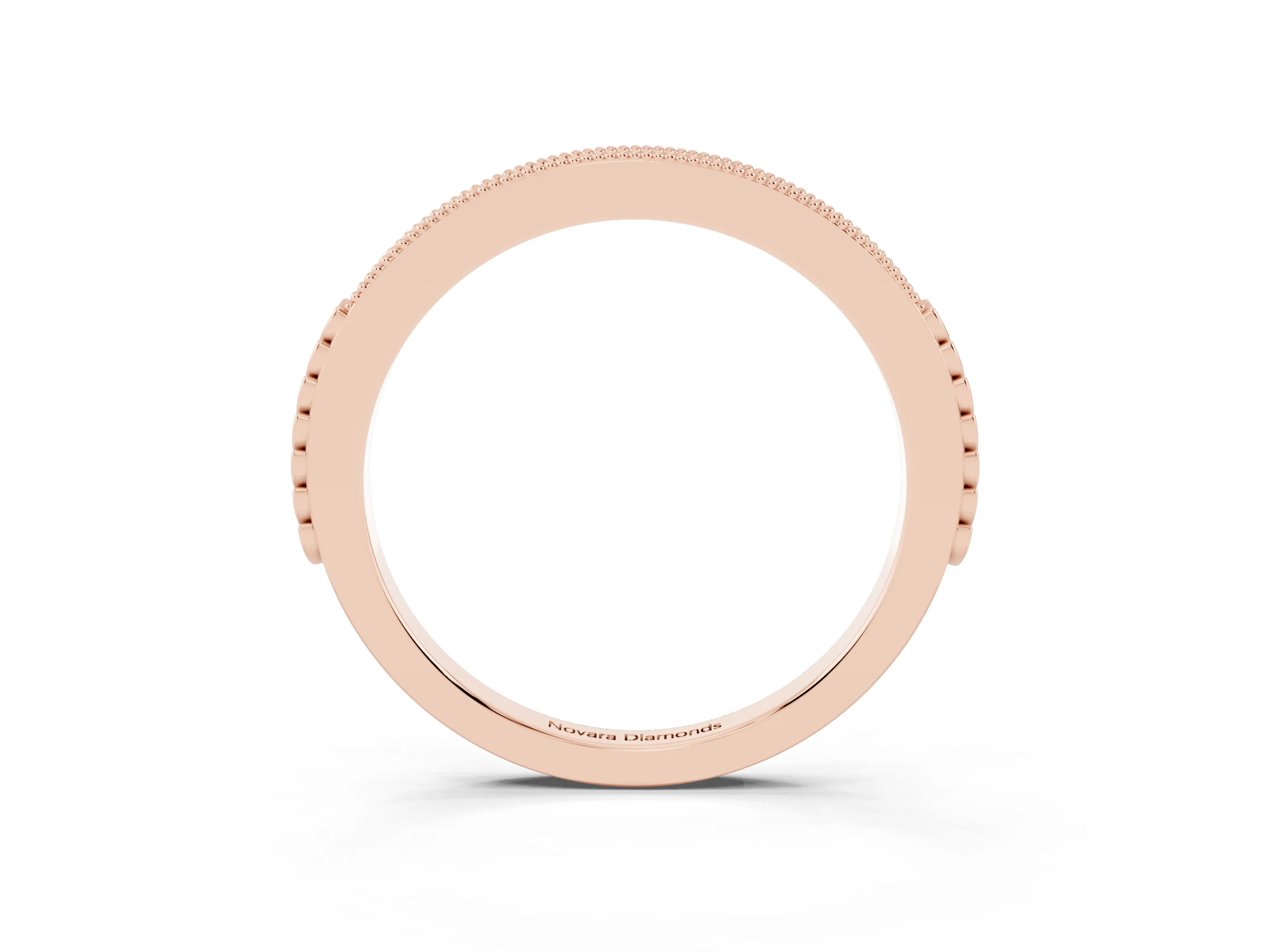 Round Cut Diamond Pavé Eternity Band Set in Rose gold with Beaded Milgrain Edge