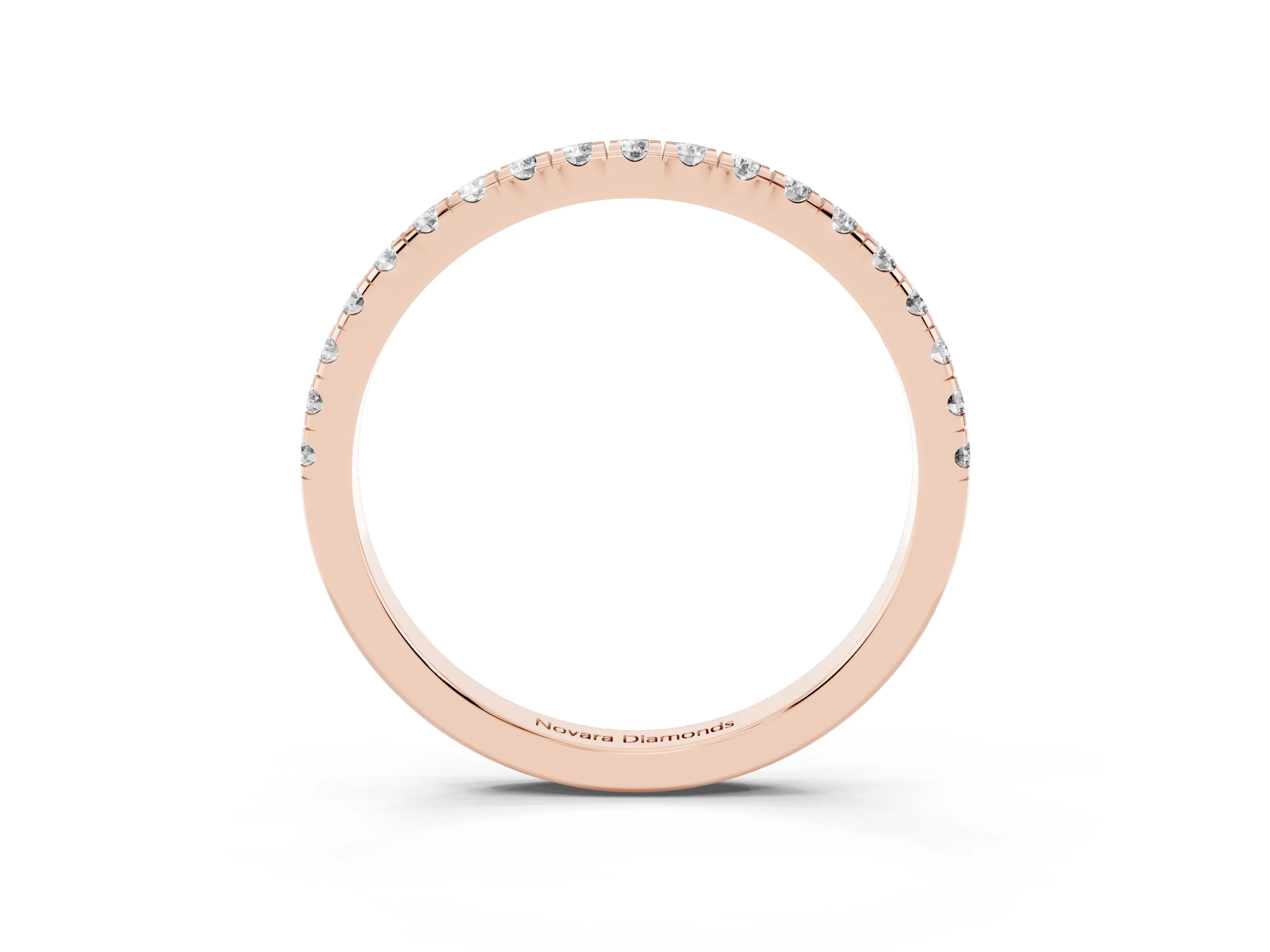 Round Diamond Top-Row Pavé Half Eternity Band Set in Rose gold with Shared Prongs