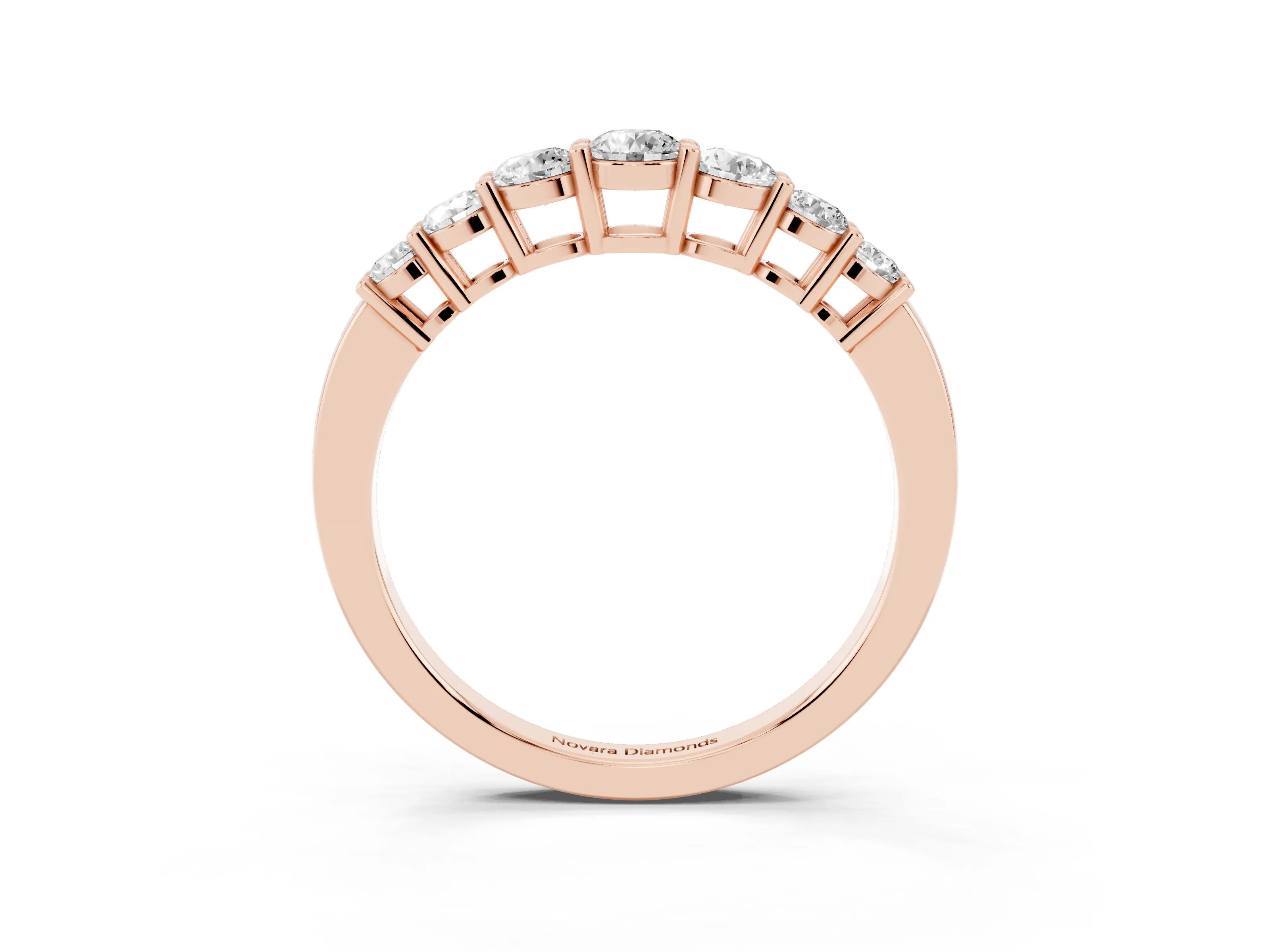 Round Diamond Half Eternity Stacking Band Set in Rose gold with Prong Setting