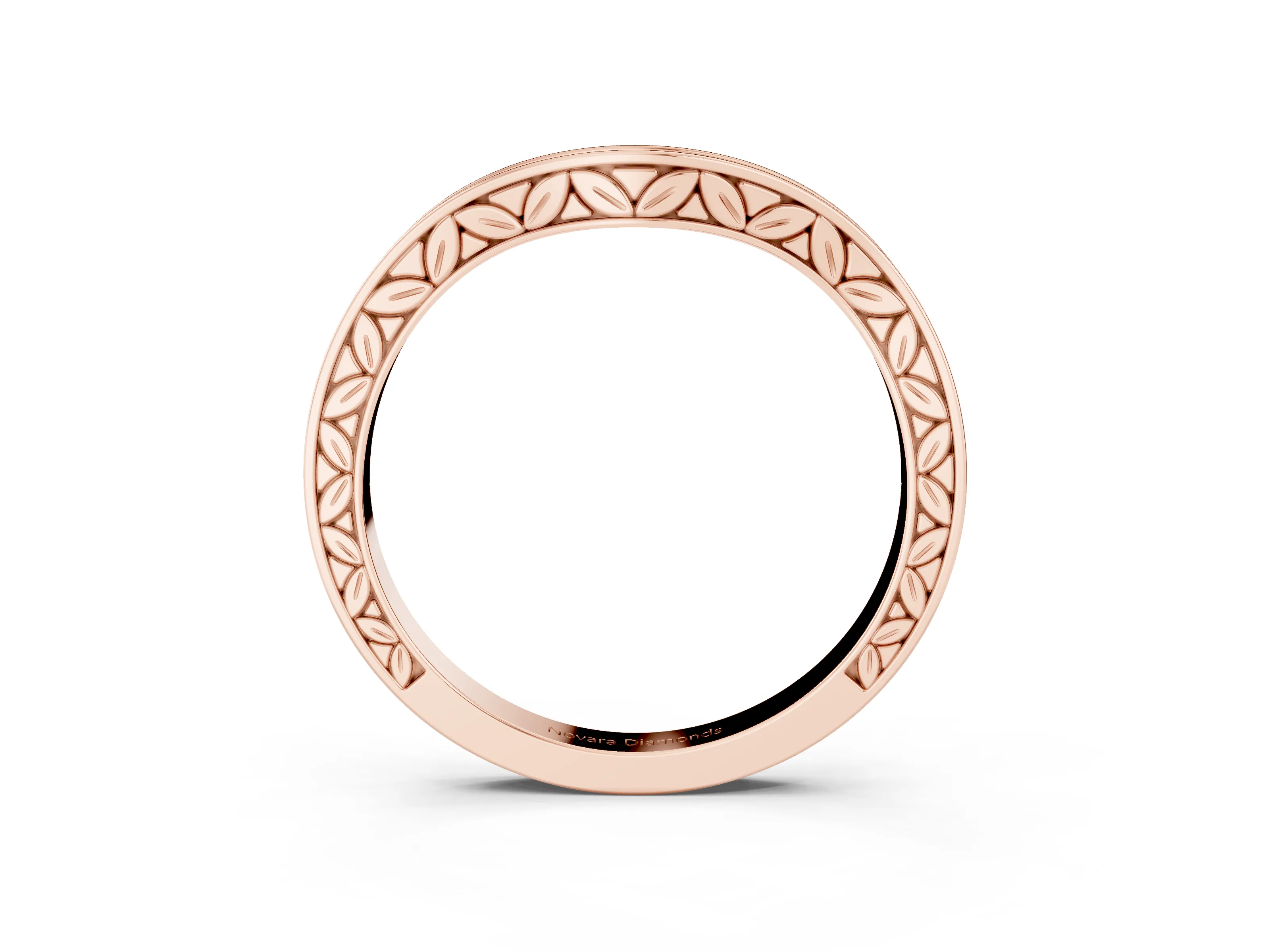 Round Diamond Wave Band Set in Rose gold with Channel Setting