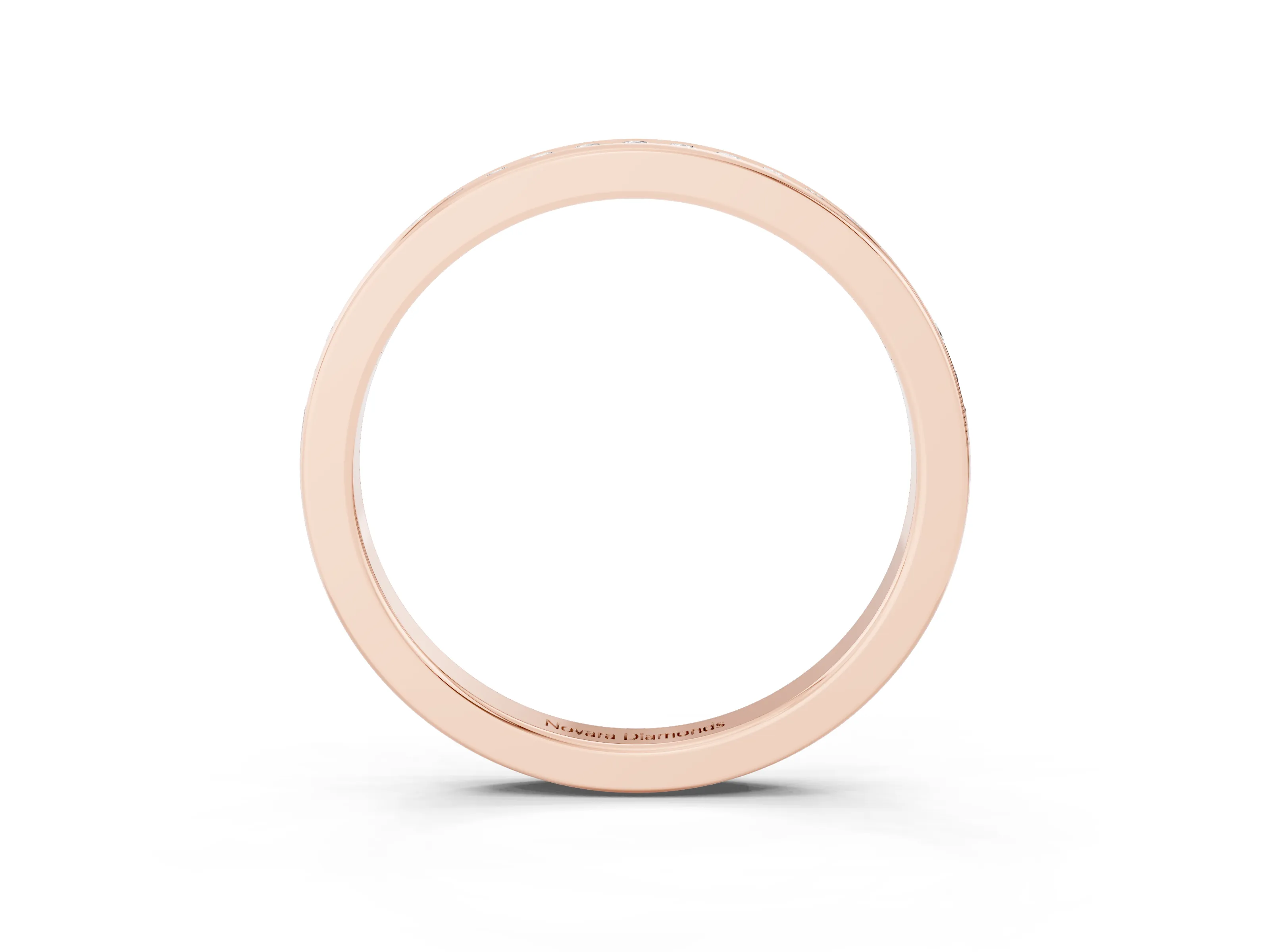 Round Diamond Pavé Half Eternity Band Set in Rose gold with Open Lower Shank