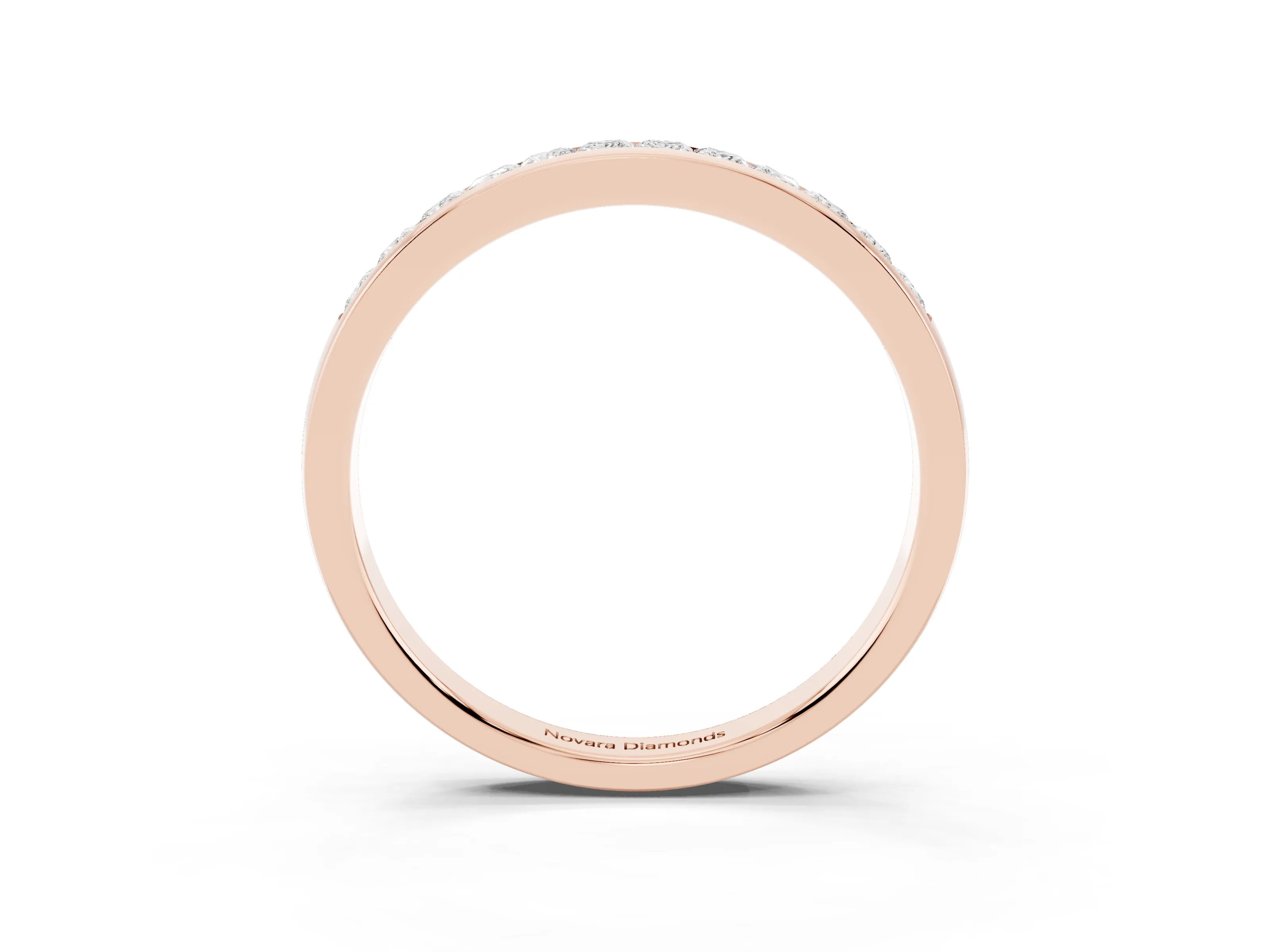 Princess Diamond Eternity Band Set in Rose gold with Channel Setting and Comfort Fit