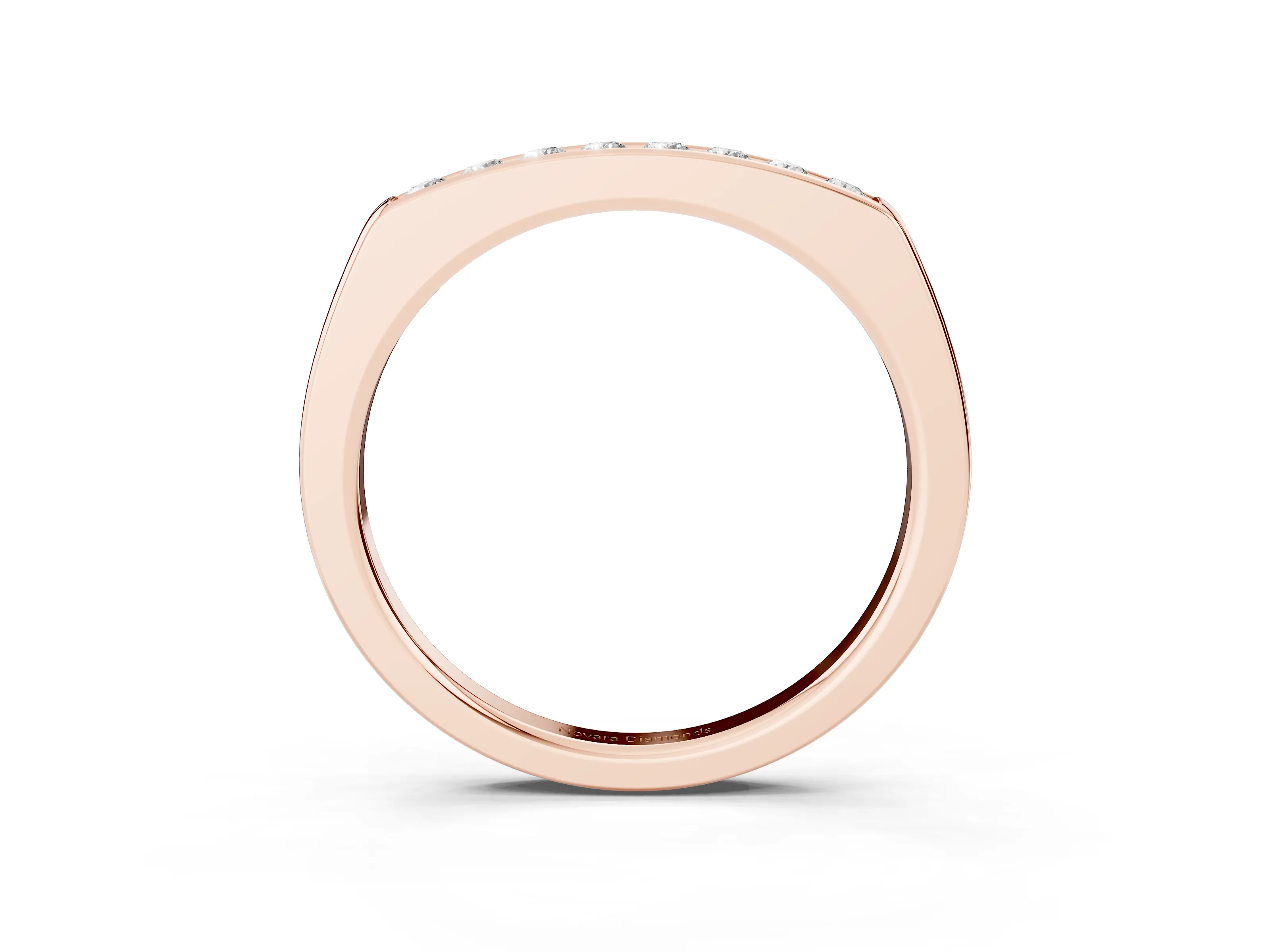 Round Diamond Flat Band Set in Rose gold with Six-Stone Channel Setting