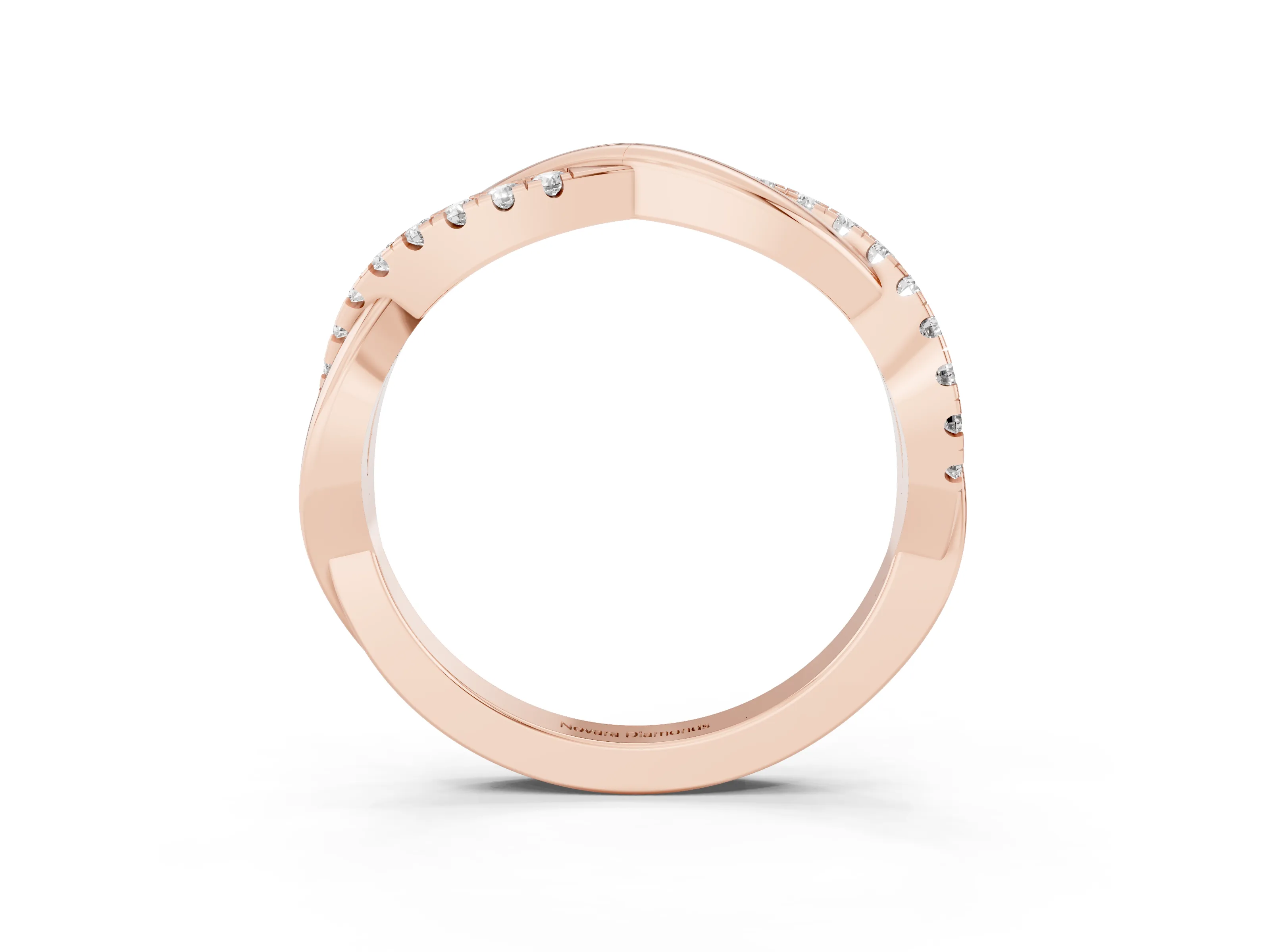 Round Diamond Twisted Infinity Band Set in Rose gold with Spaced Prong Settings