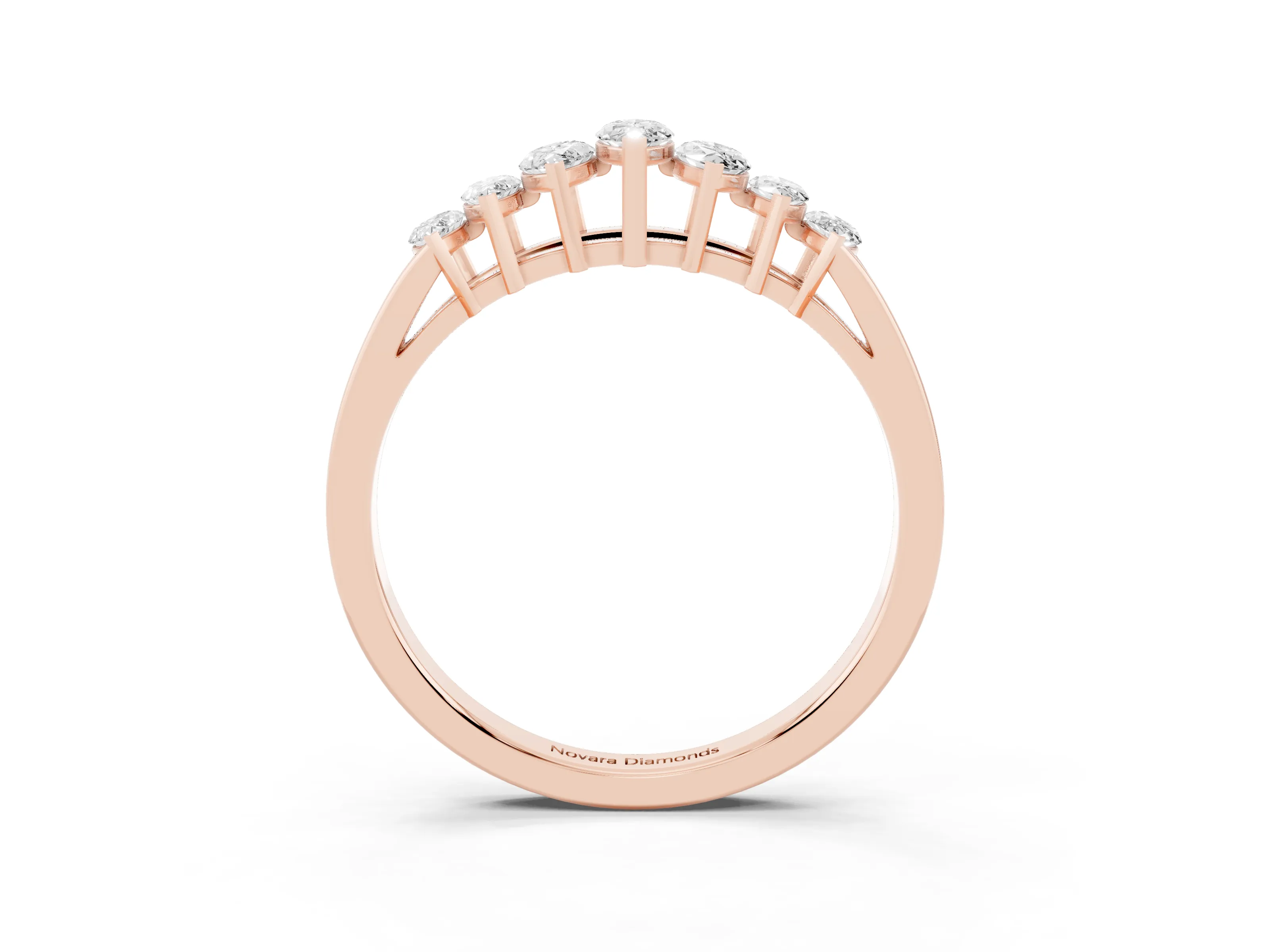 Marquise Diamond Half Eternity Band Set in Rose gold with Seven Prong-Set Stones
