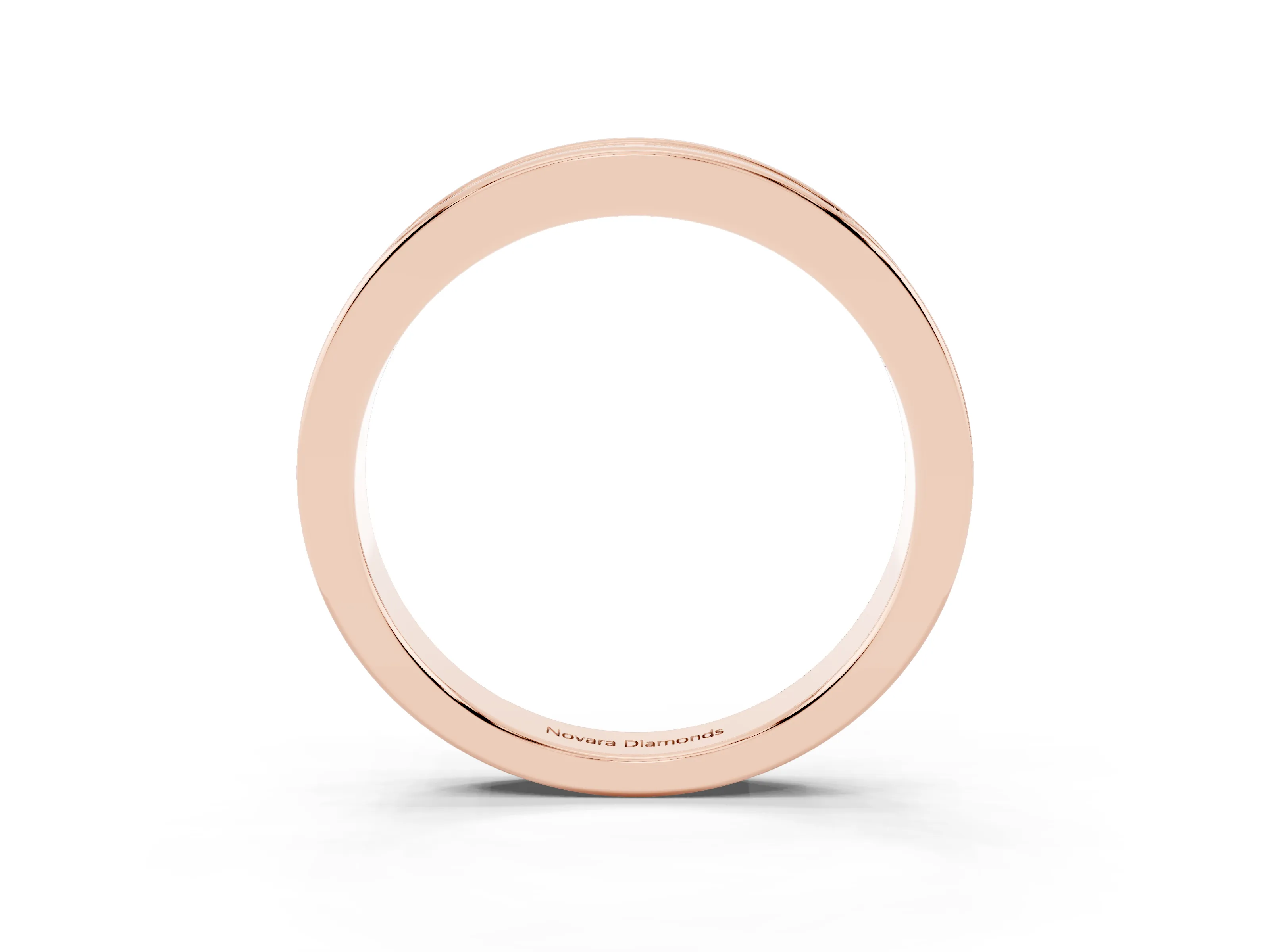 Round Diamond Channel Eternity Band Set in Rose gold with Smooth Metal Walls