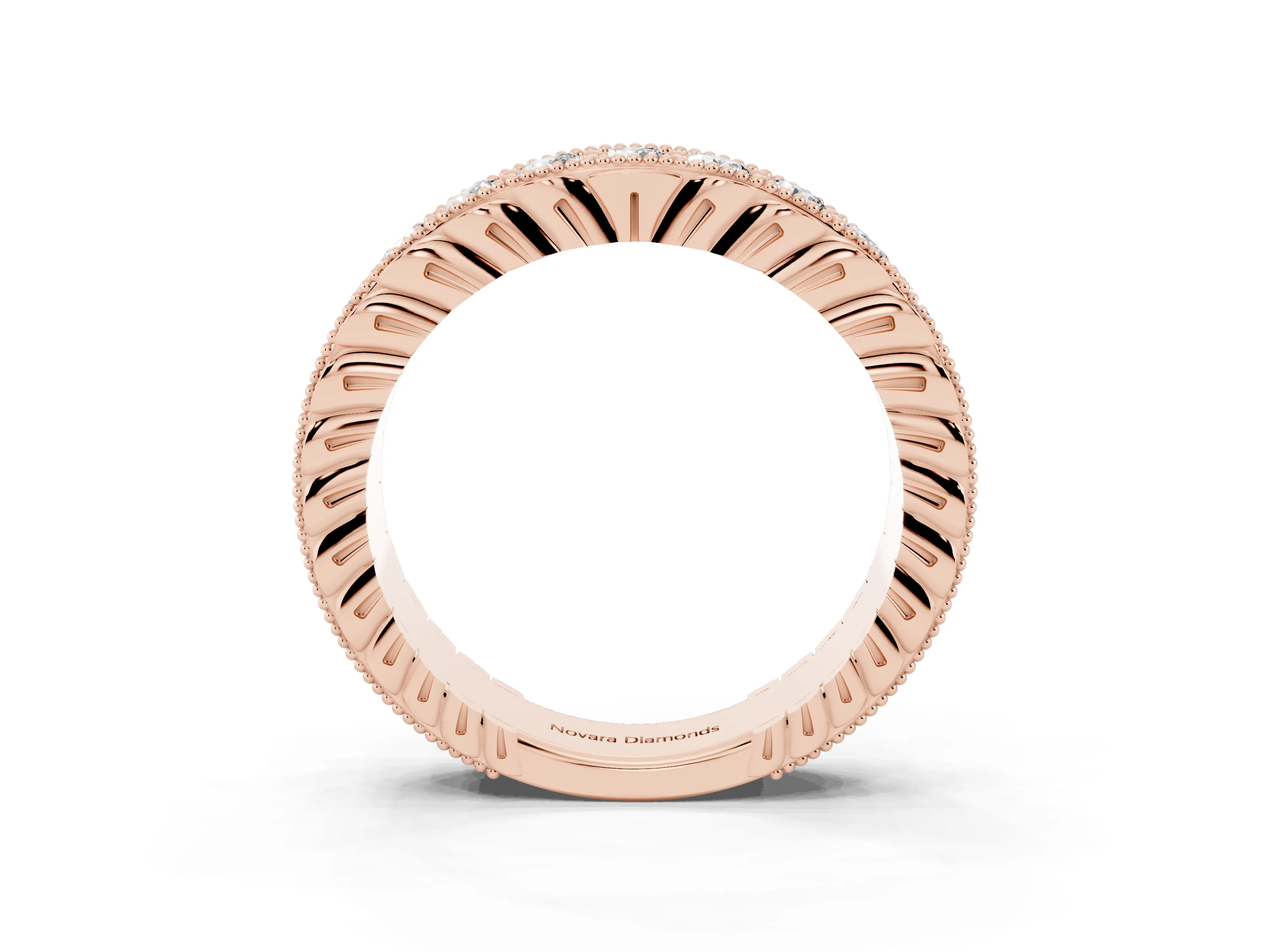 Round Diamond Full Circle Eternity Band Set in Rose gold with Channel Setting