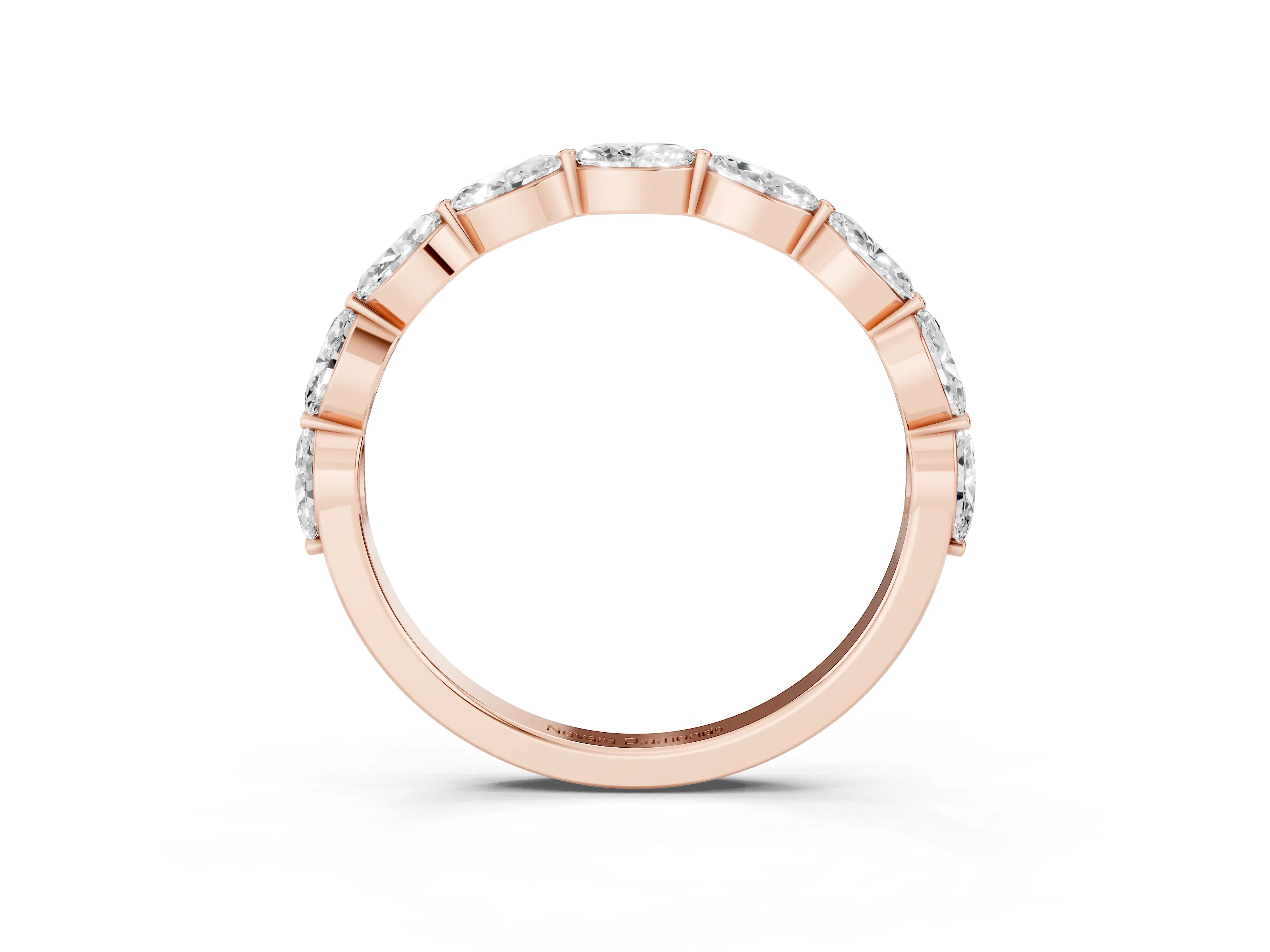 Marquise Diamond Half Eternity Band Set in Rose gold with Prong Setting