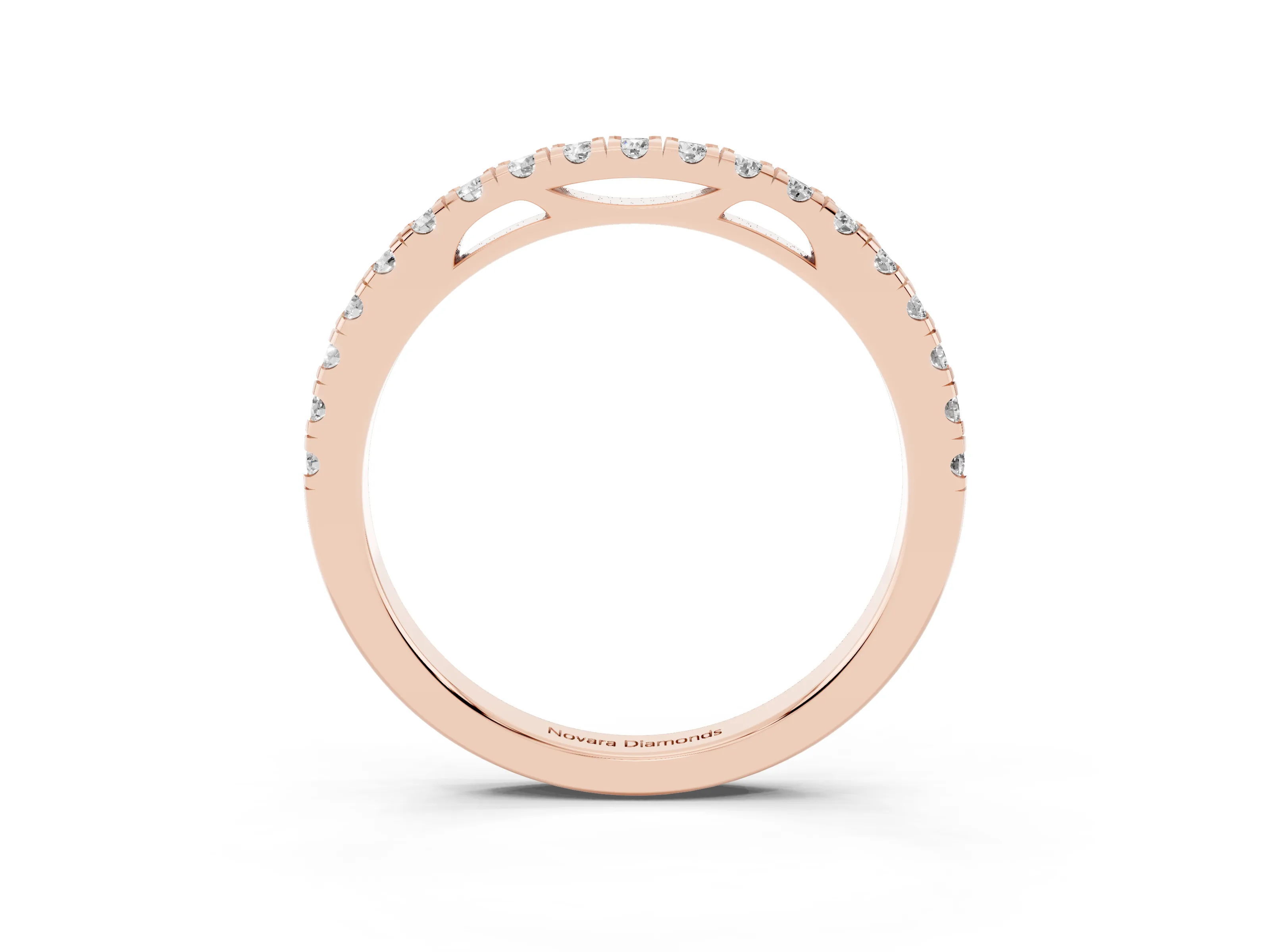 Round Diamond Eternity Band Set in Rose gold with Pavé-Set Row