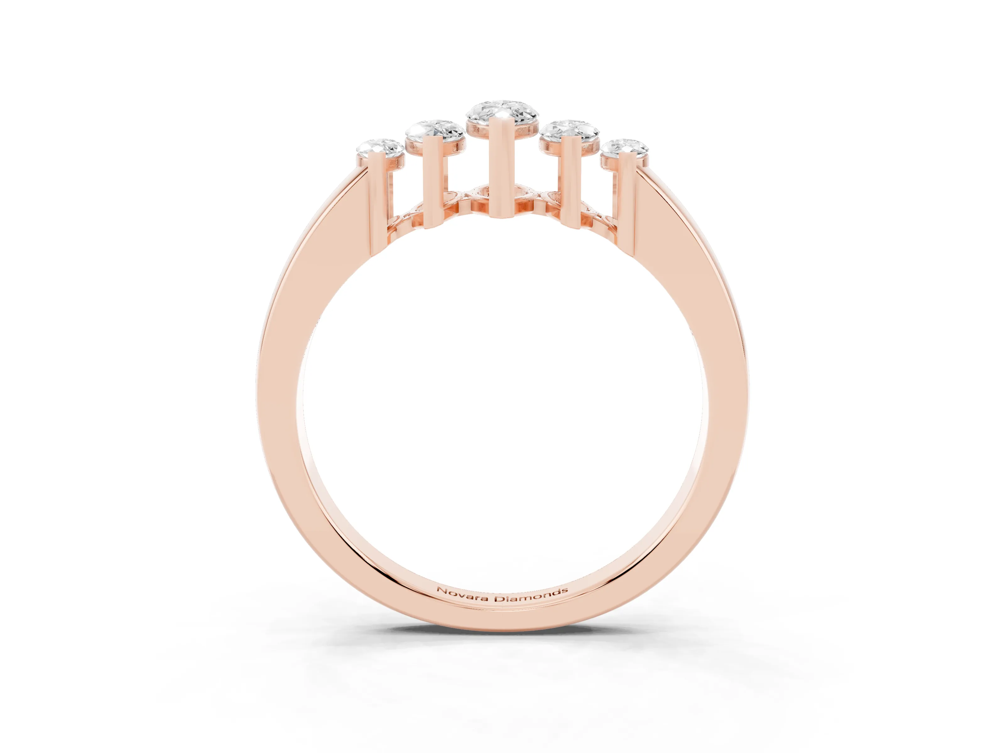 Marquise Diamond Five-Stone Band Set in Rose gold with Bar Setting