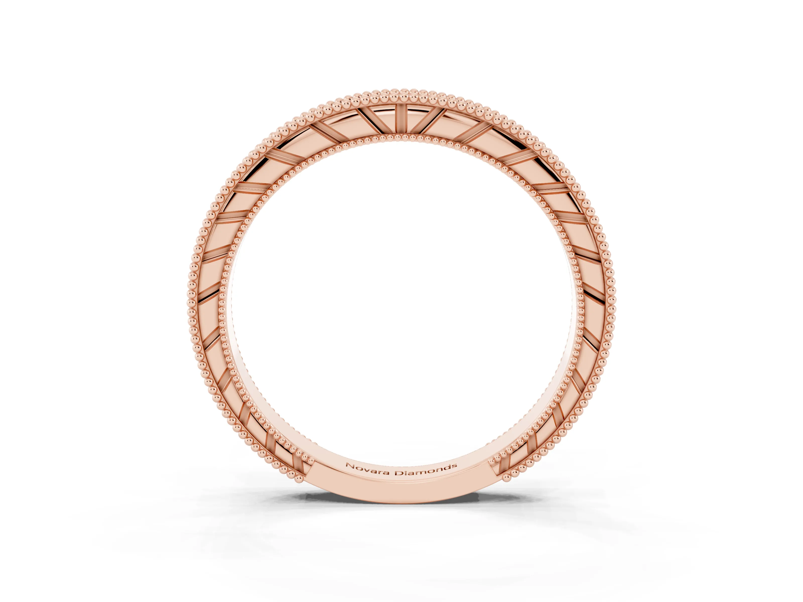 Round Diamond Eternity Band Set in Rose gold with Milgrain Channel Edges