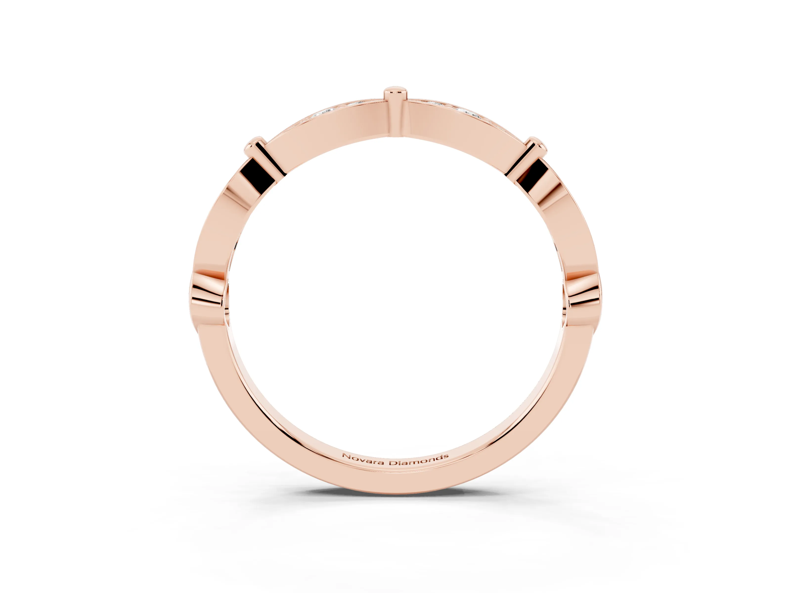 Marquise Section Diamond Eternity Band Set in Rose gold with Pavé Bezel Setting