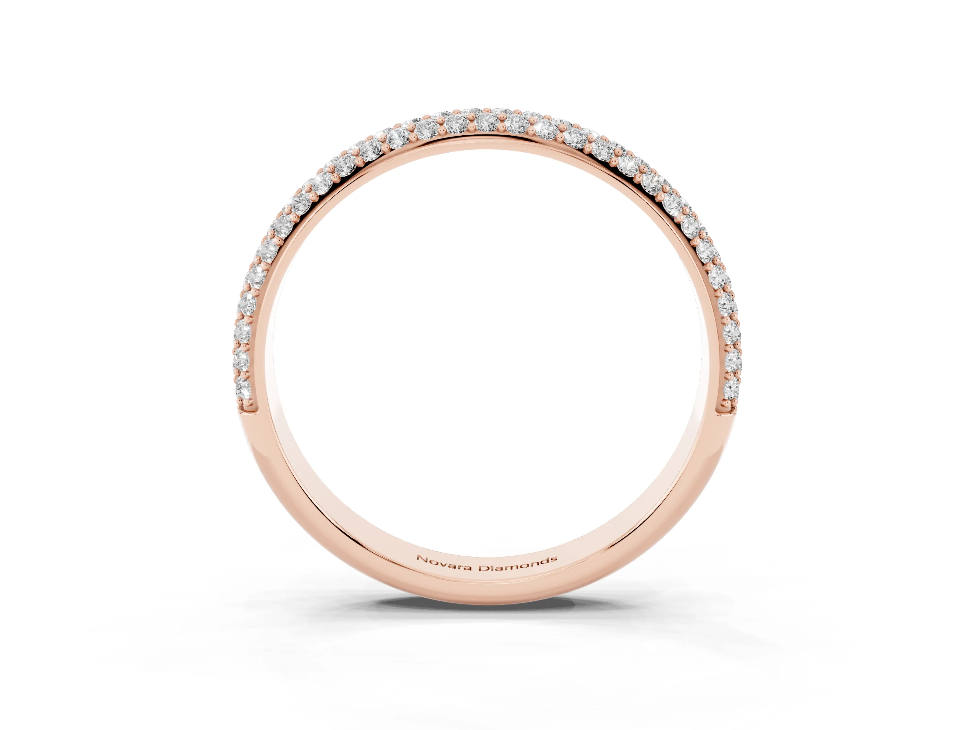 Round Diamond Three-Row Pavé Eternity Band Set in Rose gold with Shared Prong Setting